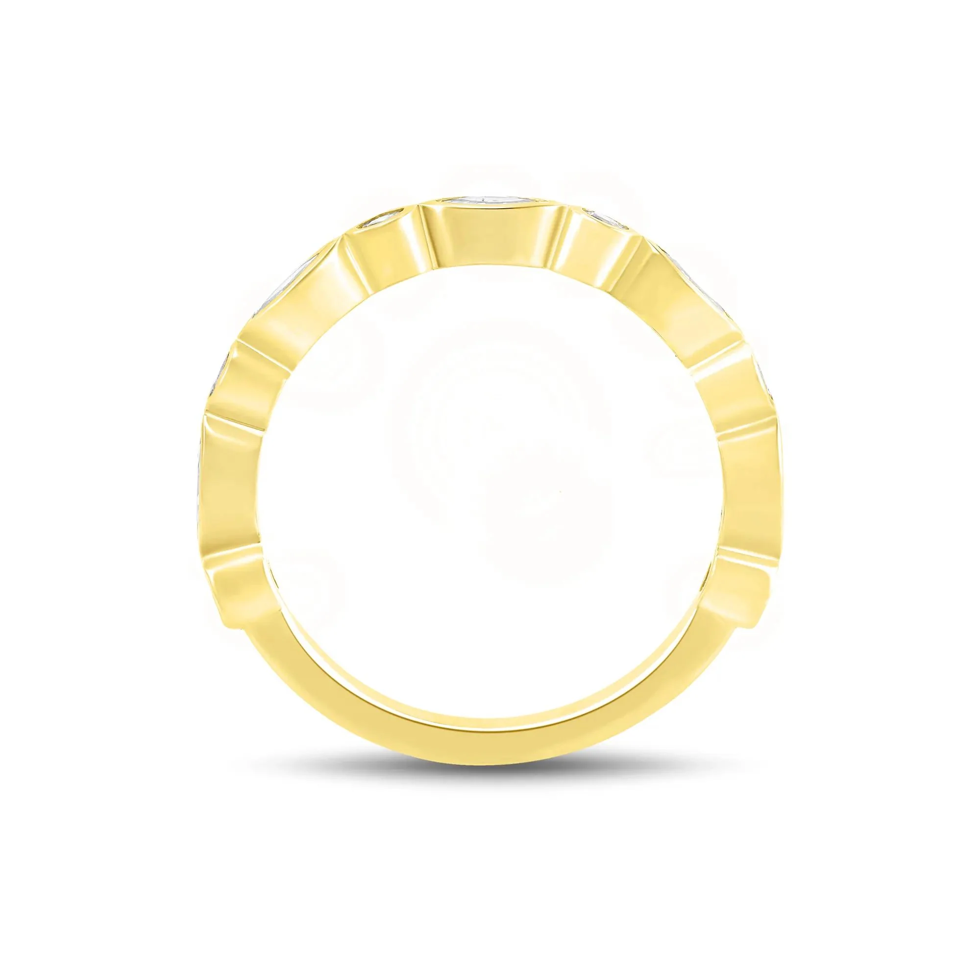 1/2 CT. Tw. Lab Grown Diamond Bezel-Set Anniversary Band Ring 10K Yellow Gold Round Brilliant Cut Size 9 1mm - Image 2
