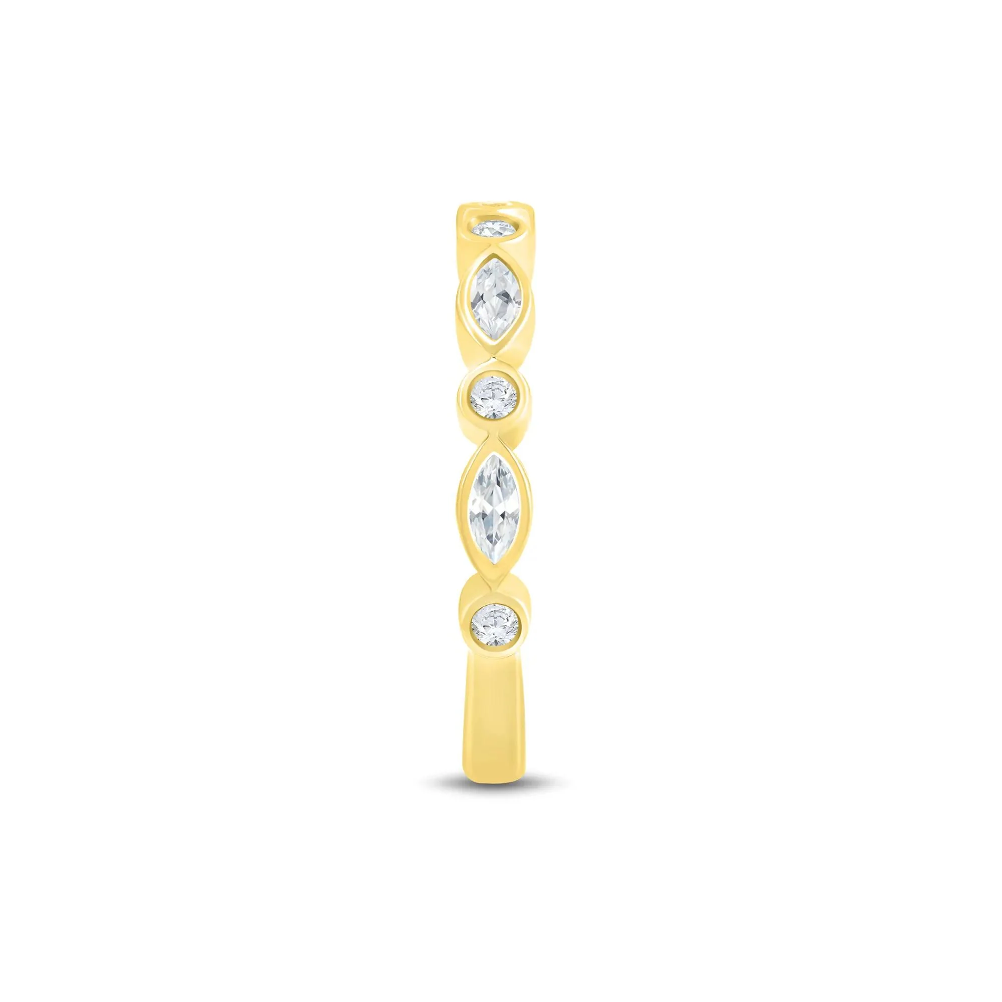 1/2 CT. Tw. Lab Grown Diamond Bezel-Set Anniversary Band Ring 10K Yellow Gold Round Brilliant Cut Size 9 1mm - Image 3