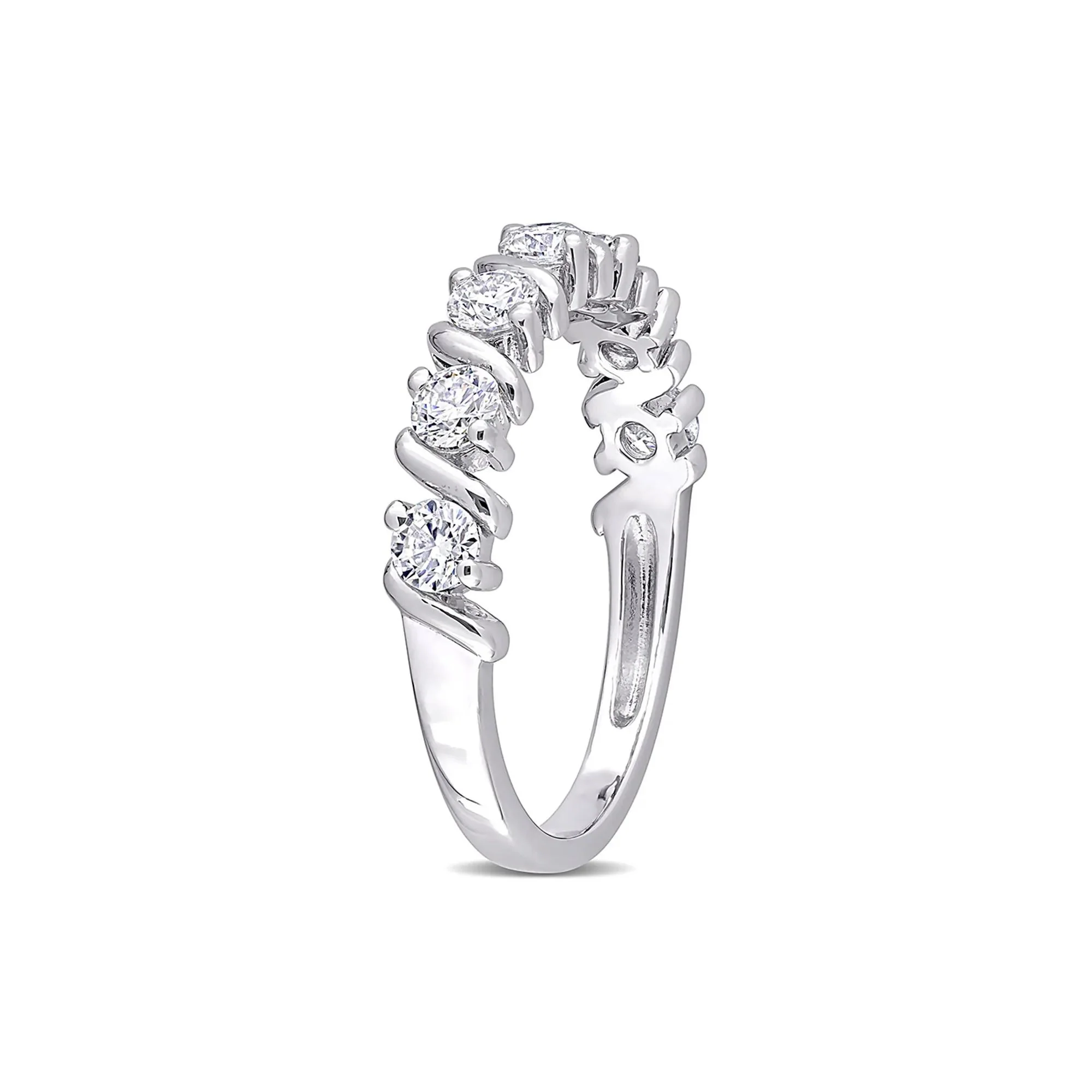 Moissanite Ring with S-Style Setting .925 Sterling Silver White Size 5 - Image 3