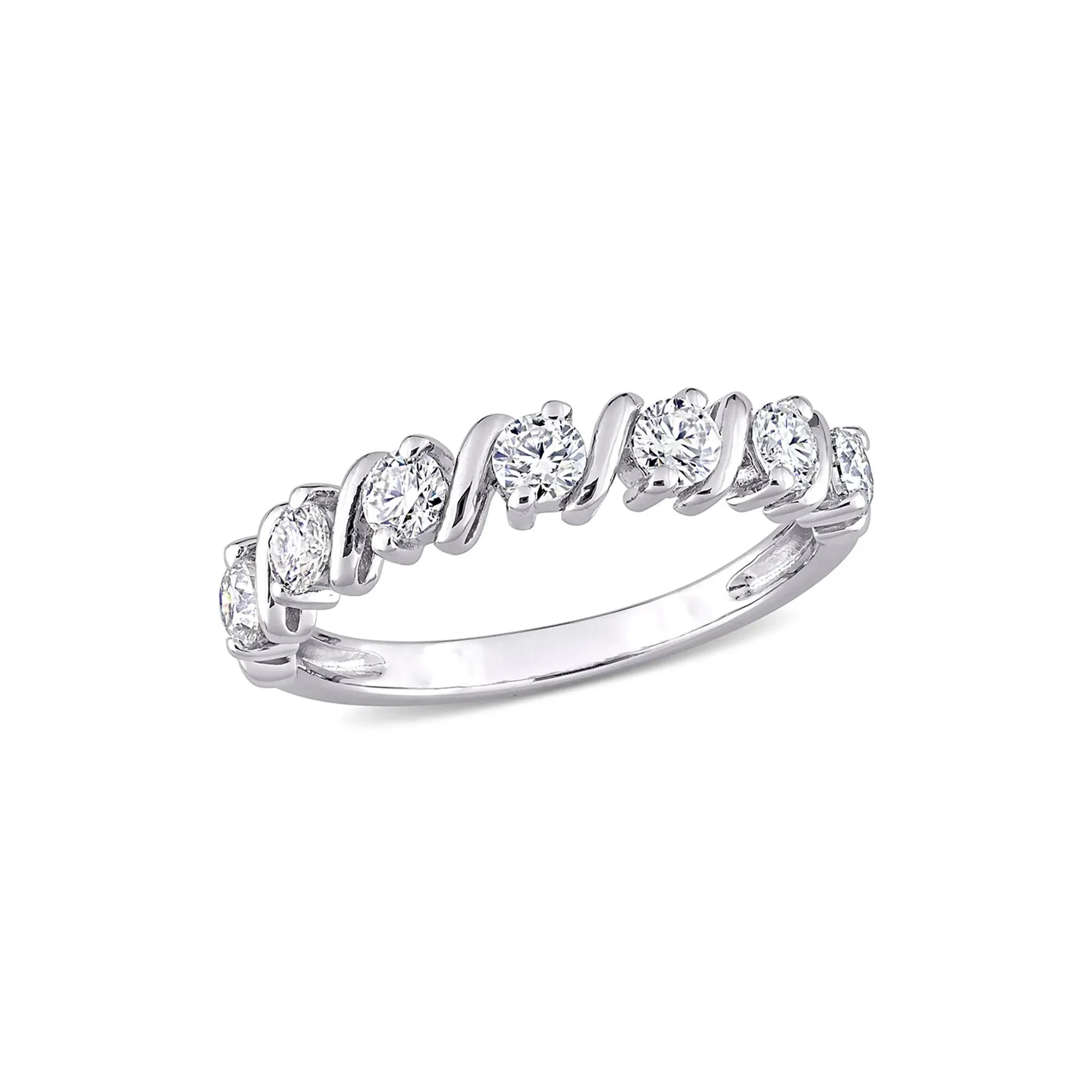 Moissanite Ring with S-Style Setting .925 Sterling Silver White Size 5.5 - Image 4