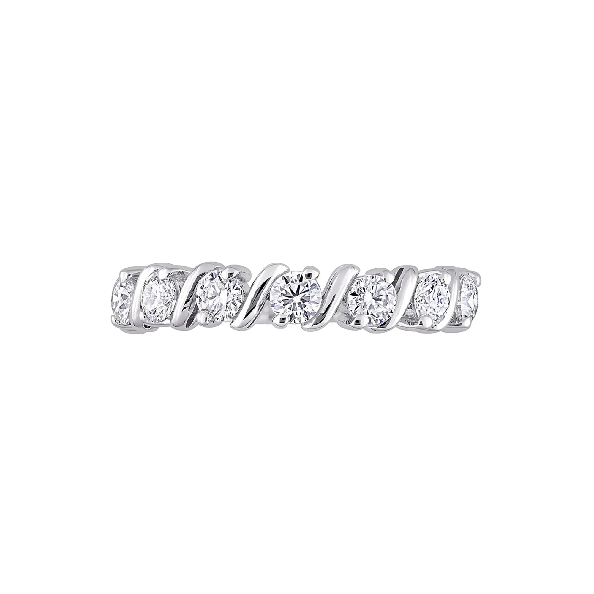 Moissanite Ring with S-Style Setting .925 Sterling Silver White Size 8.5