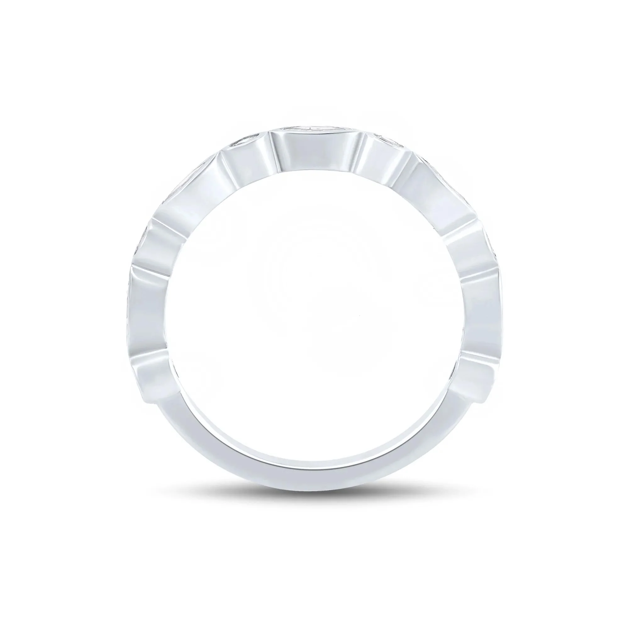1/2 CT. Tw. Lab Grown Diamond Bezel-Set Anniversary Band Ring 10K White Gold Round Brilliant Cut Size 5.5 1mm - Image 2