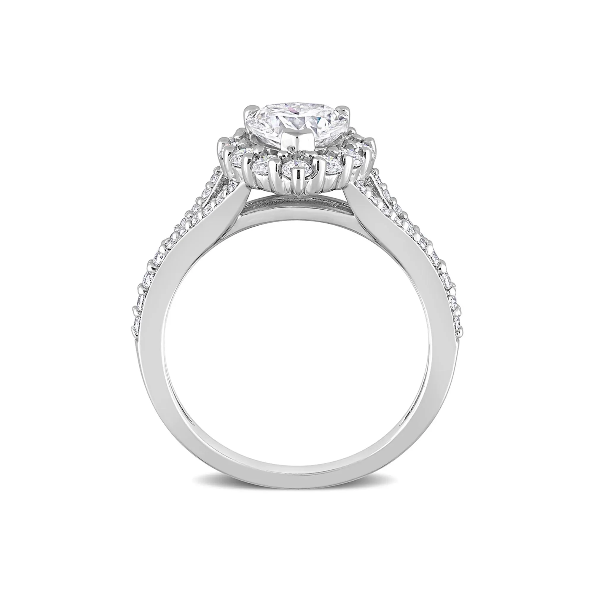 Moissanite Heart Ring .925 Sterling Silver (1 3/5 CT. Dew) White Size 5 2mm - Image 2