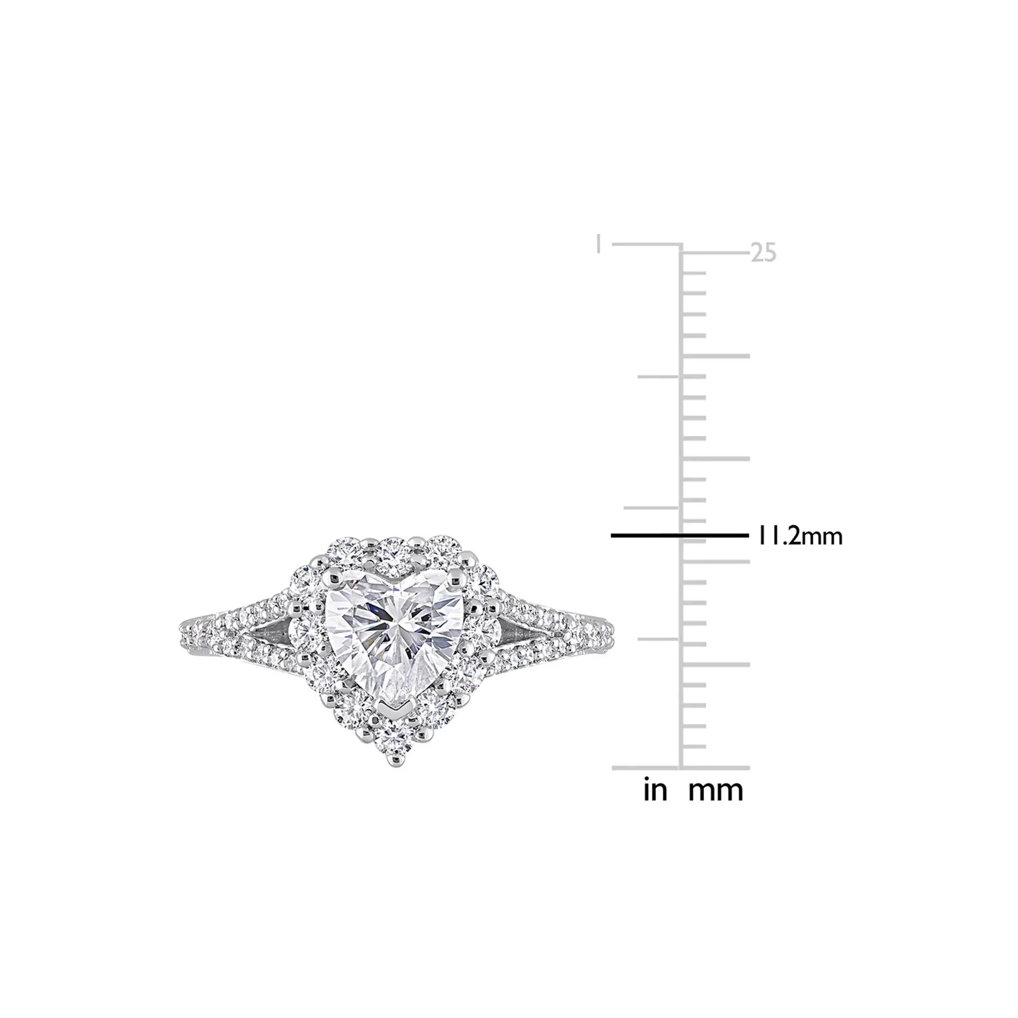 Moissanite Heart Ring .925 Sterling Silver (1 3/5 CT. Dew) White Size 5 2mm - Image 4