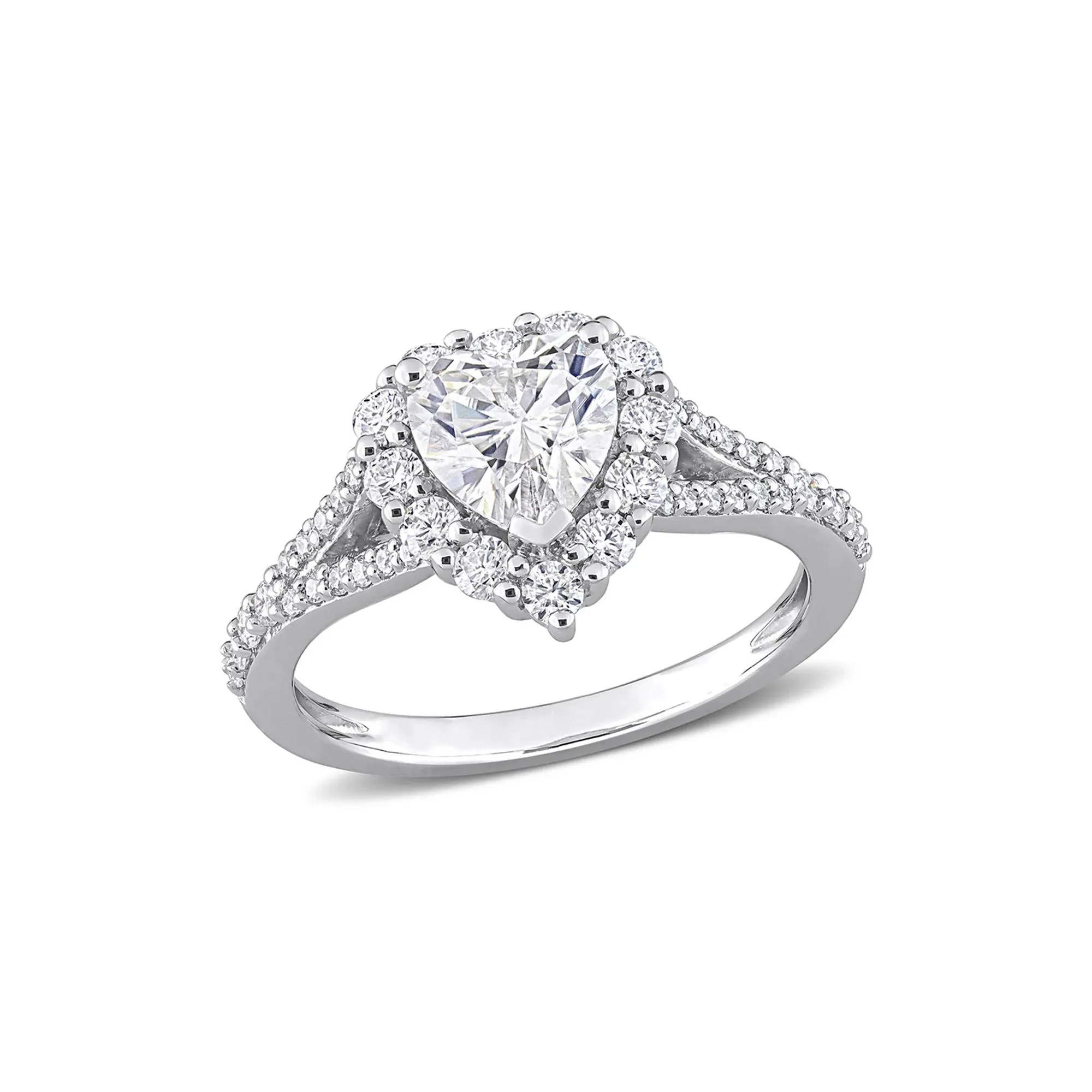 Moissanite Heart Ring .925 Sterling Silver (1 3/5 CT. Dew) White Size 7 2mm