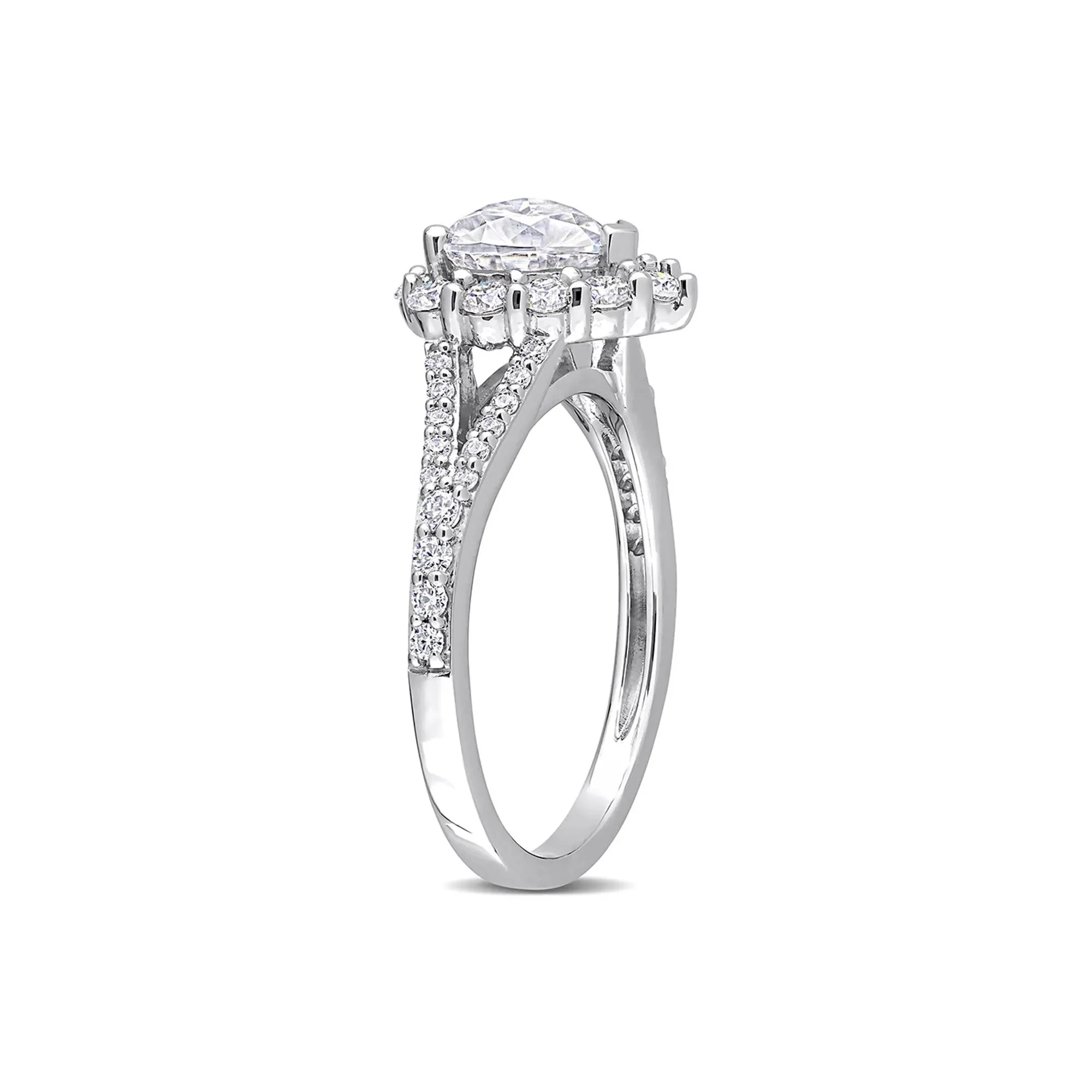 Moissanite Heart Ring .925 Sterling Silver (1 3/5 CT. Dew) White Size 7 2mm - Image 3