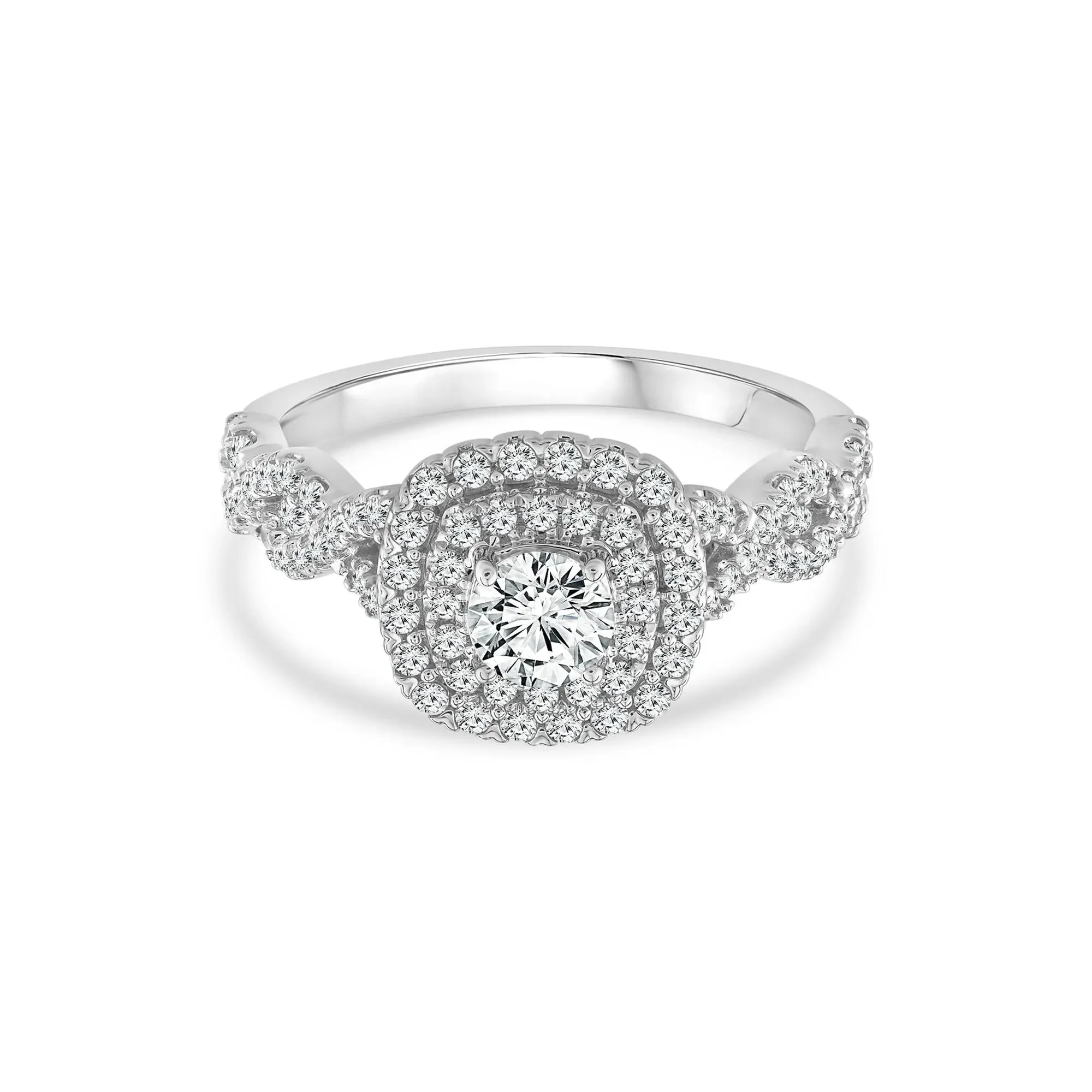 1 CT. Tw. Lab Grown Diamond Engagement Ring 10K White Gold Round Brilliant Cut Size 9 1mm