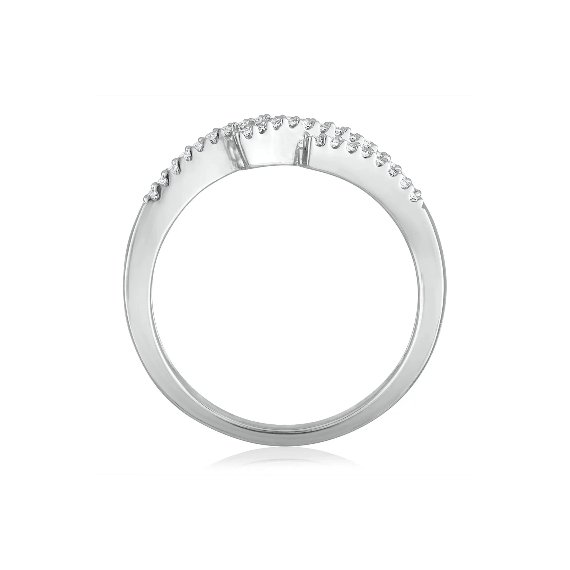 1/2 CT. Tw. Diamond Tilt Ring 14K White Gold Round Brilliant Cut Size 6.5 2.5mm - Image 2