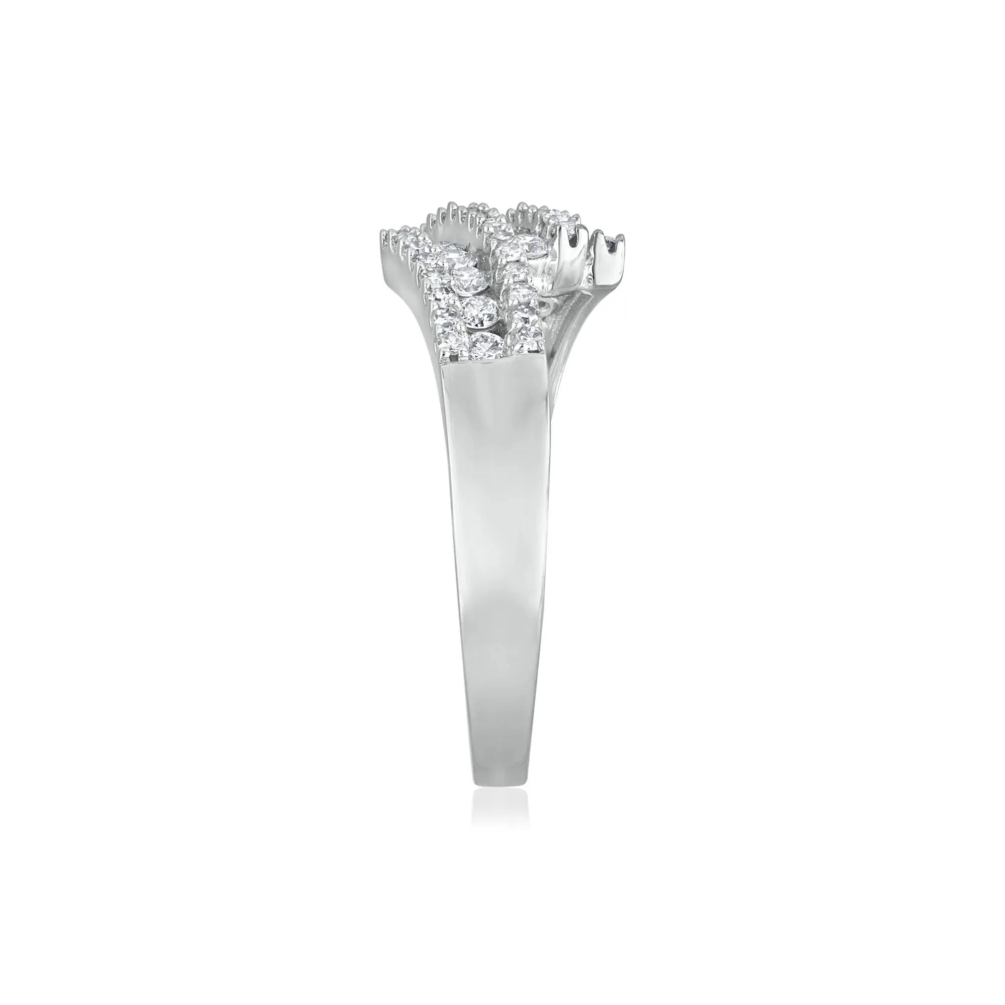 1/2 CT. Tw. Diamond Tilt Ring 14K White Gold Round Brilliant Cut Size 9 2.5mm - Image 3