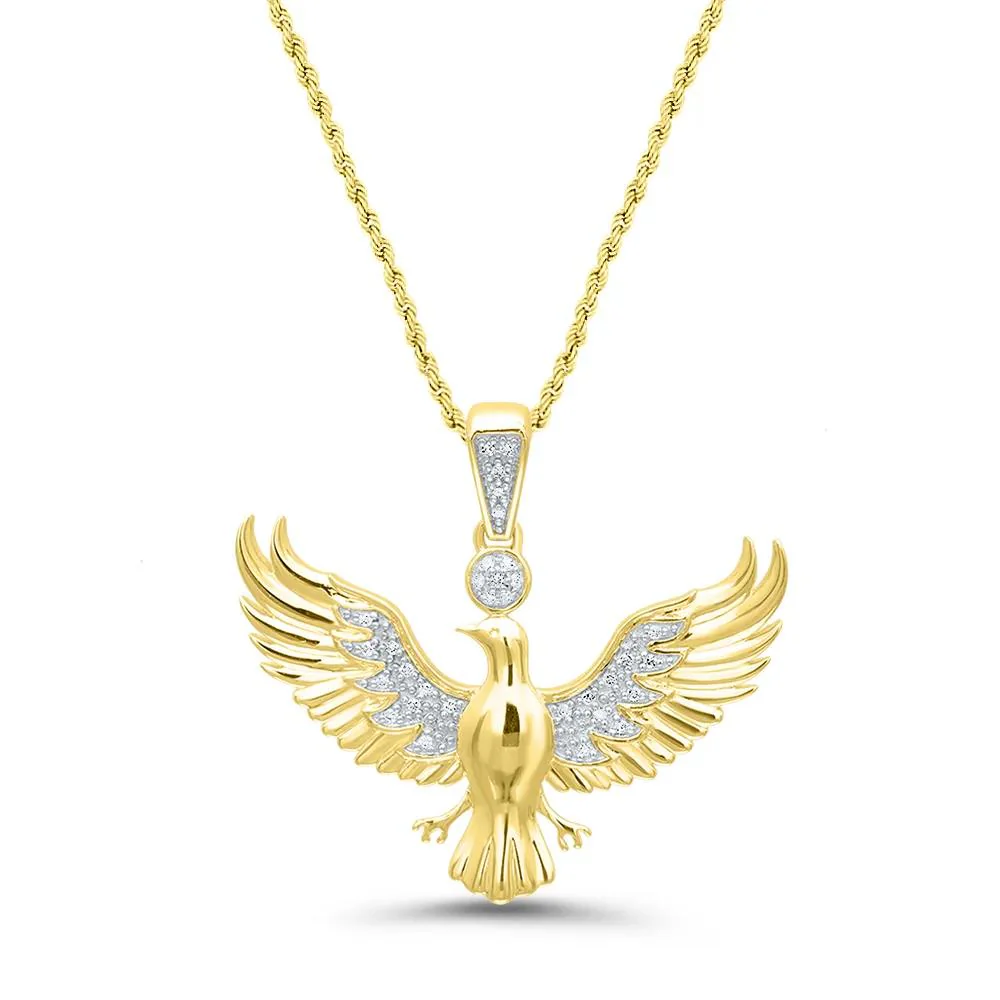 1/10 CT. Tw. Eagle Pendant Necklace with Diamonds 10K Yellow Gold Size 22"