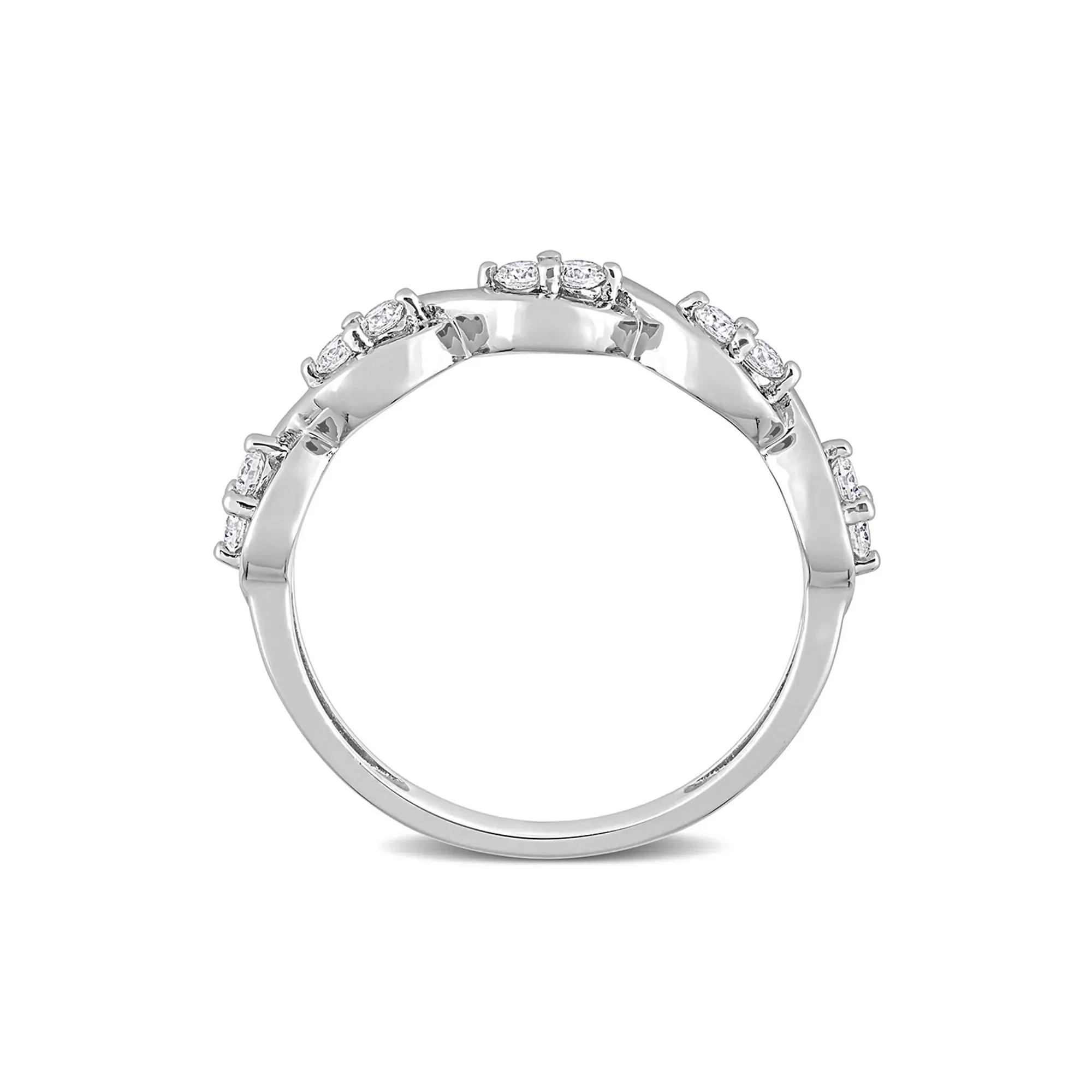 Moissanite Twist Ring .925 Sterling Silver (1/4 CT. Dew) Round Brilliant Cut White Size 5 - Image 2