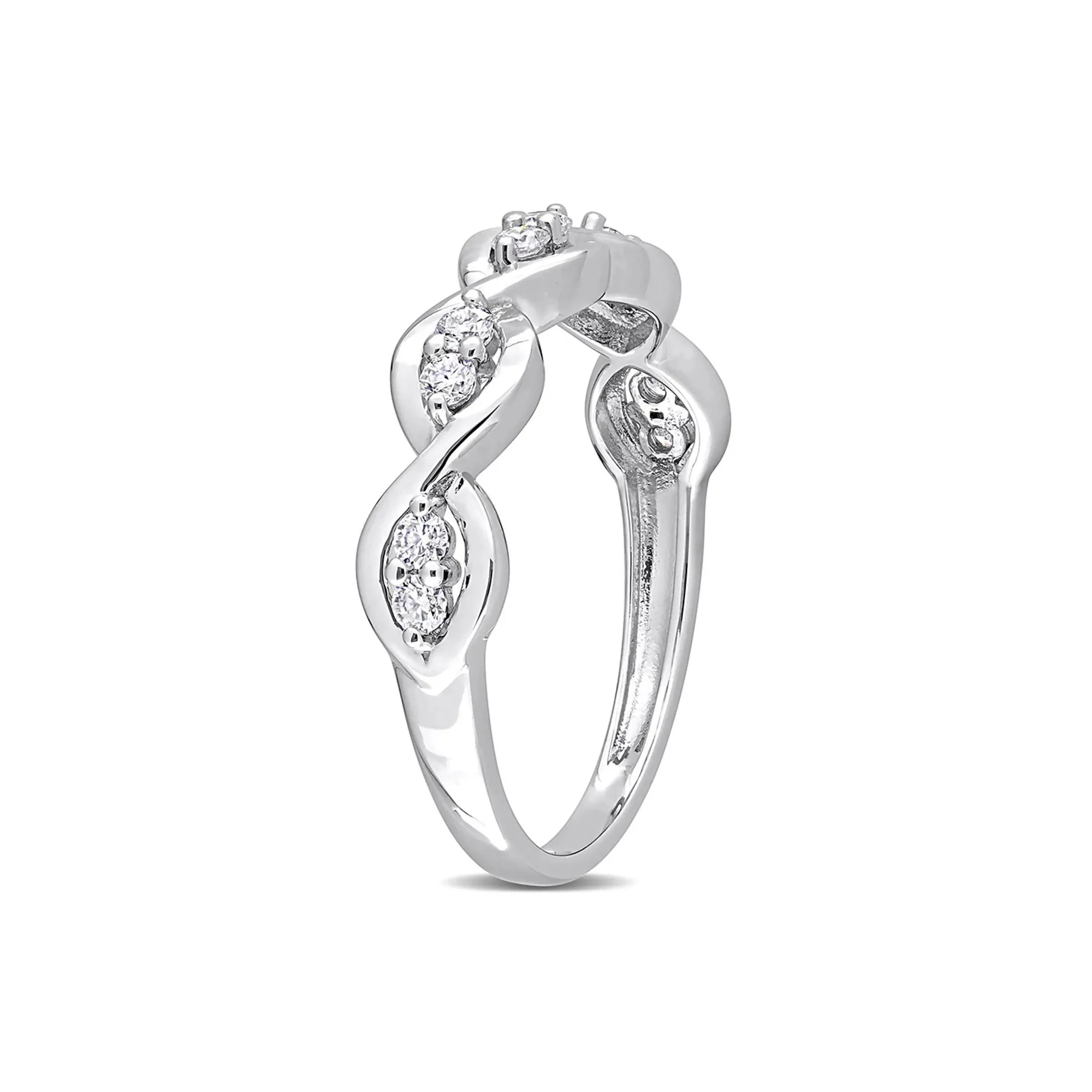 Moissanite Twist Ring .925 Sterling Silver (1/4 CT. Dew) Round Brilliant Cut White Size 5 - Image 3