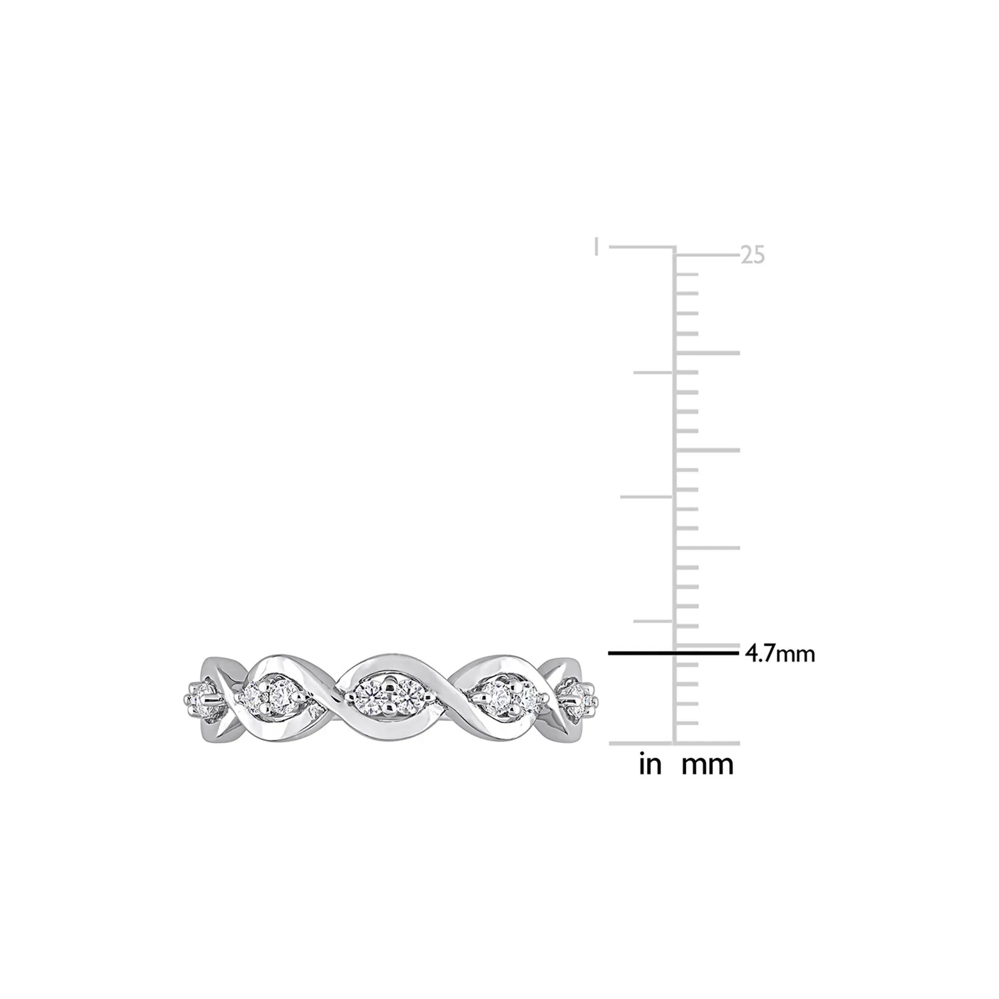 Moissanite Twist Ring .925 Sterling Silver (1/4 CT. Dew) Round Brilliant Cut White Size 5 - Image 4