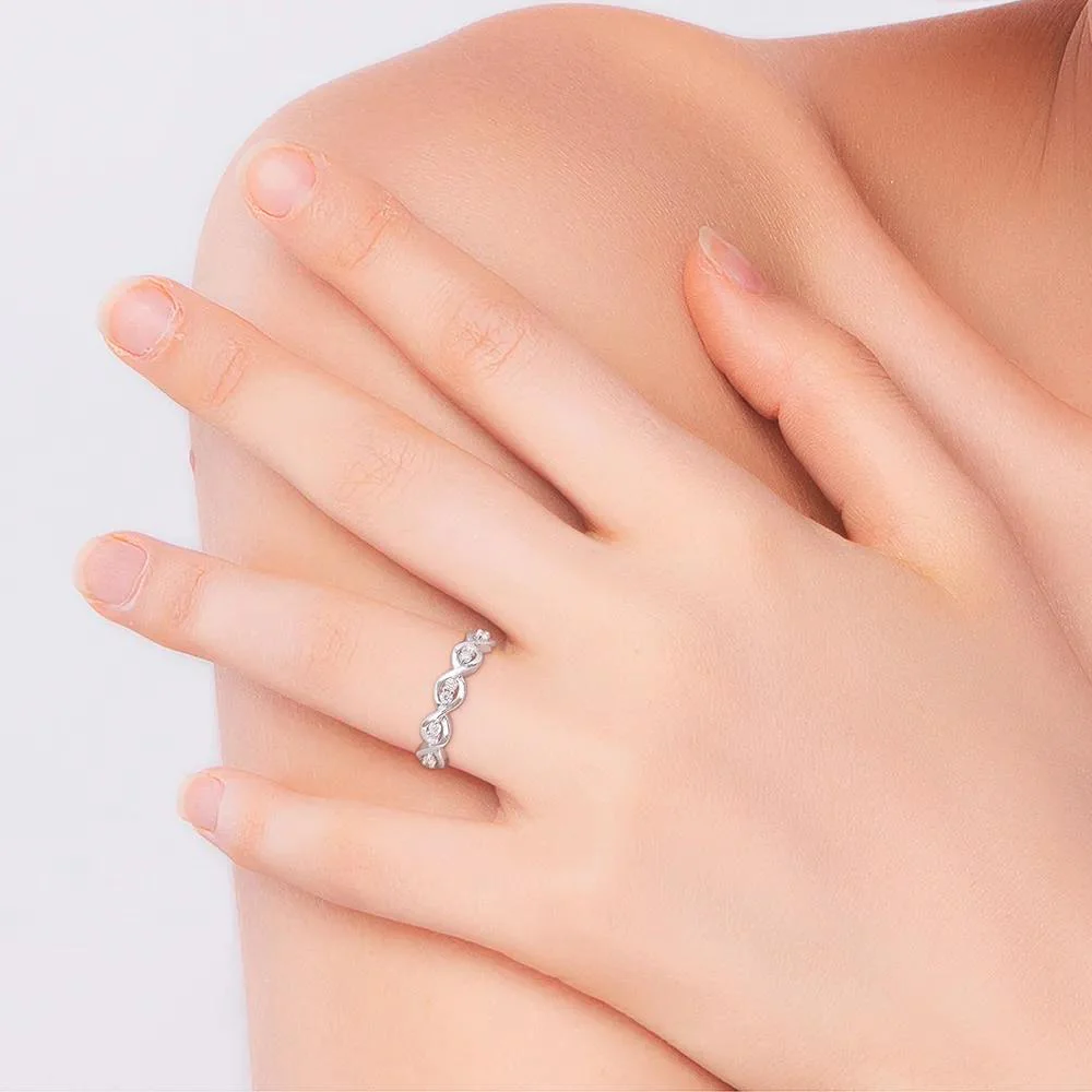 Moissanite Twist Ring .925 Sterling Silver (1/4 CT. Dew) Round Brilliant Cut White Size 6 - Image 5
