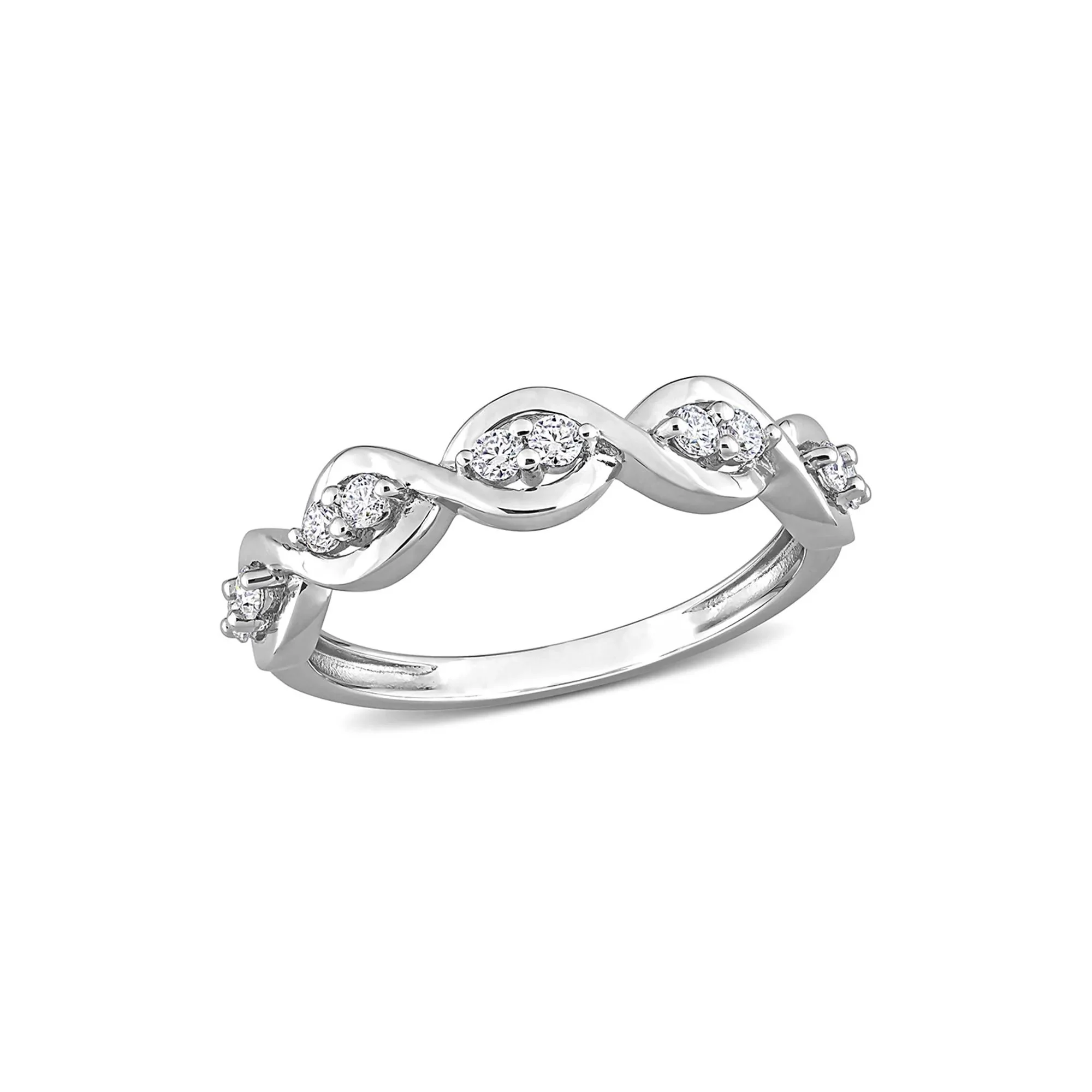 Moissanite Twist Ring .925 Sterling Silver (1/4 CT. Dew) Round Brilliant Cut White Size 7
