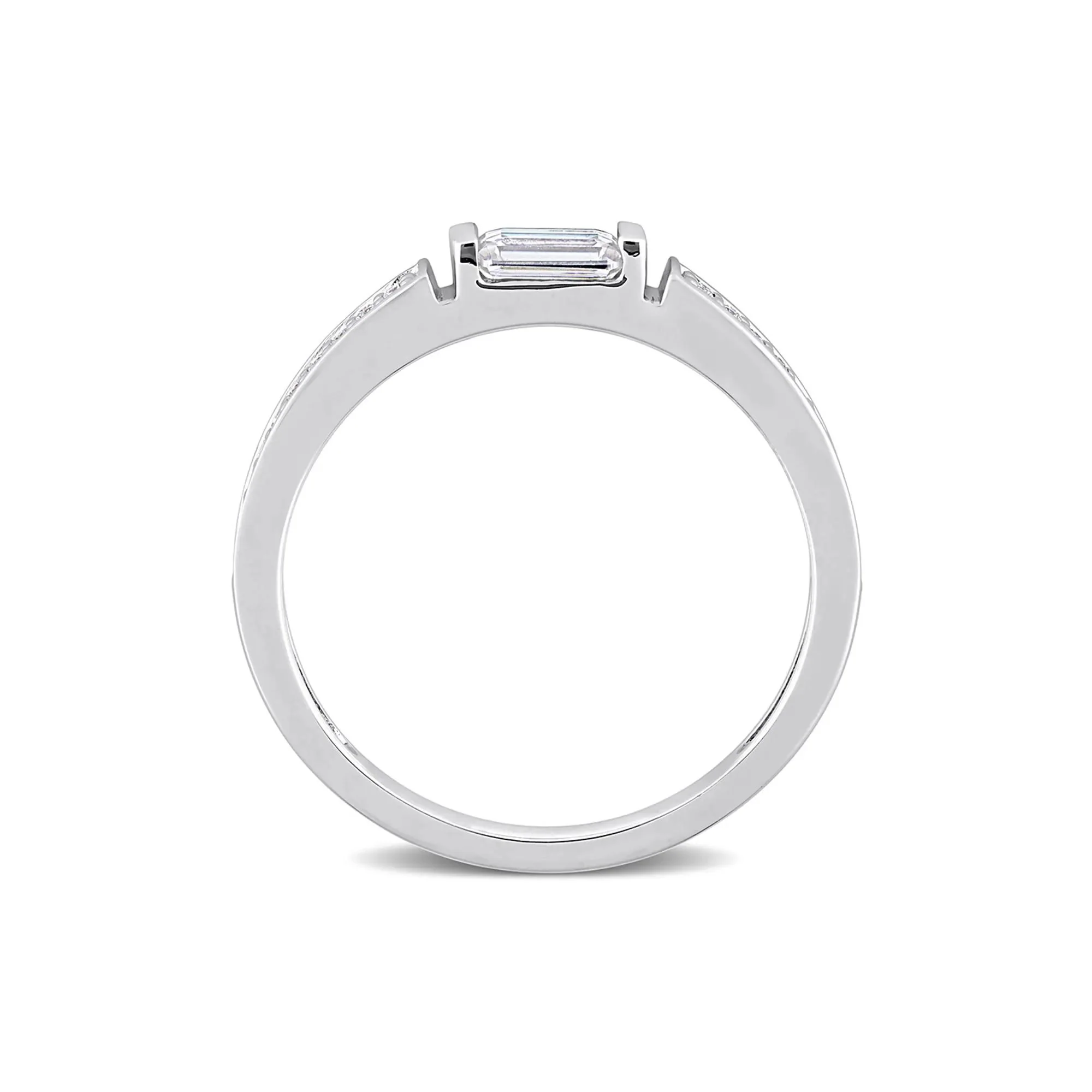 Baguette Moissanite Stacking Ring .925 Sterling Silver (3/8 CT. Dew) White Size 9 - Image 2