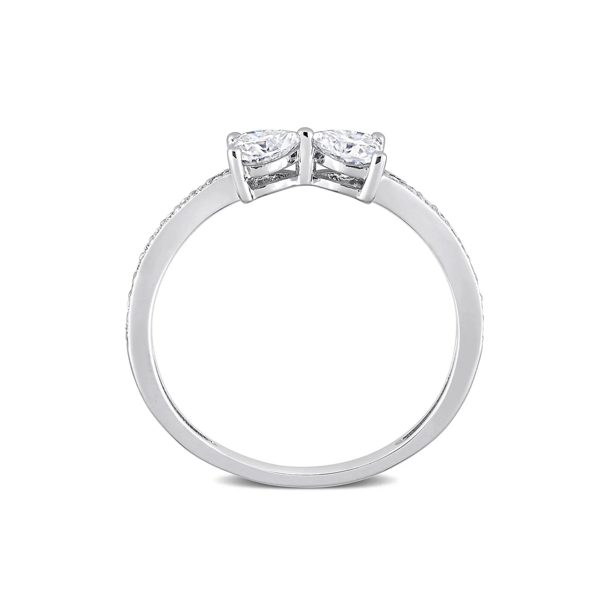Heart-Shaped Moissanite Stacking Ring with Bow Design .925 Sterling Silver (3/5 CT. Dew) White Size 8 - Image 2