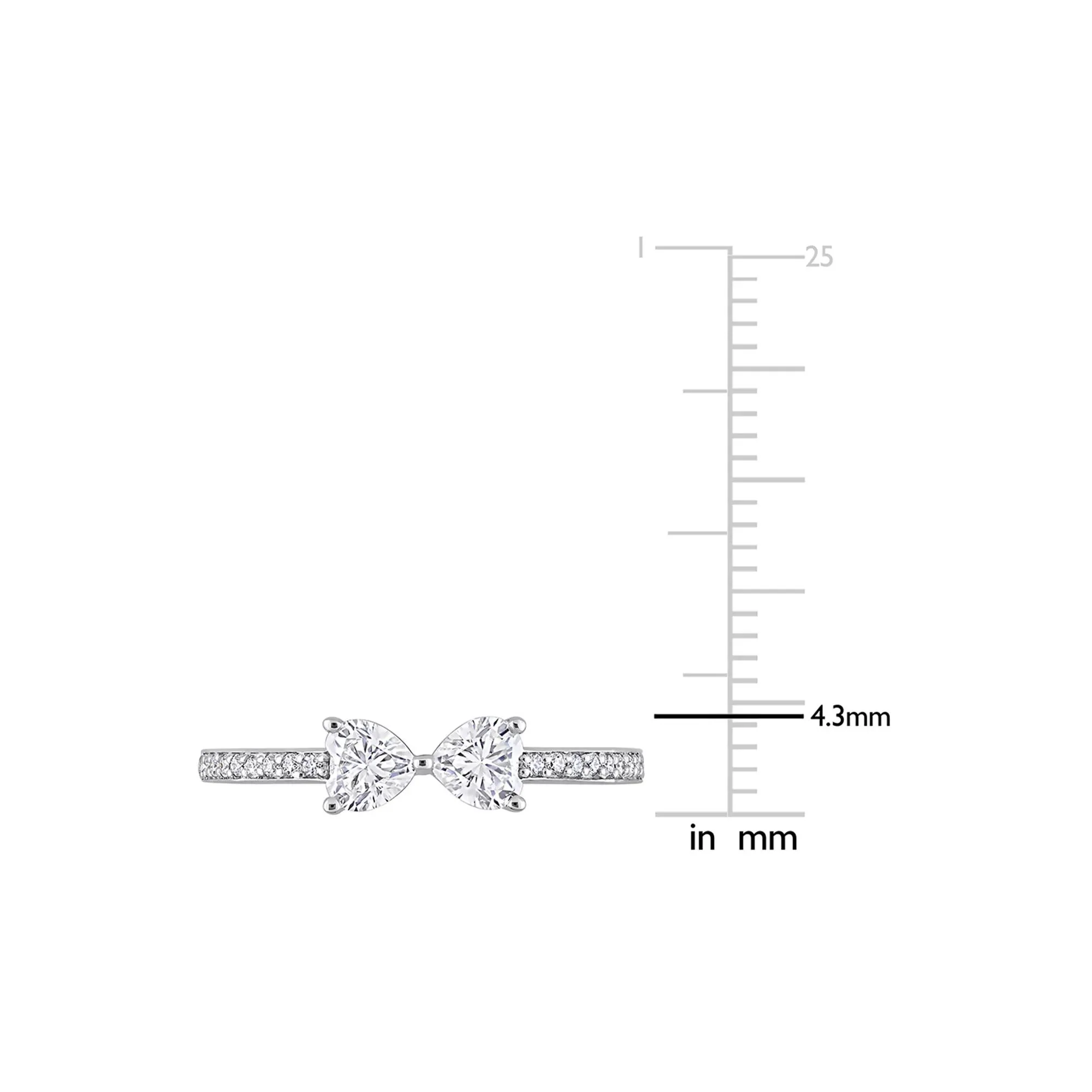 Heart-Shaped Moissanite Stacking Ring with Bow Design .925 Sterling Silver (3/5 CT. Dew) White Size 8 - Image 4