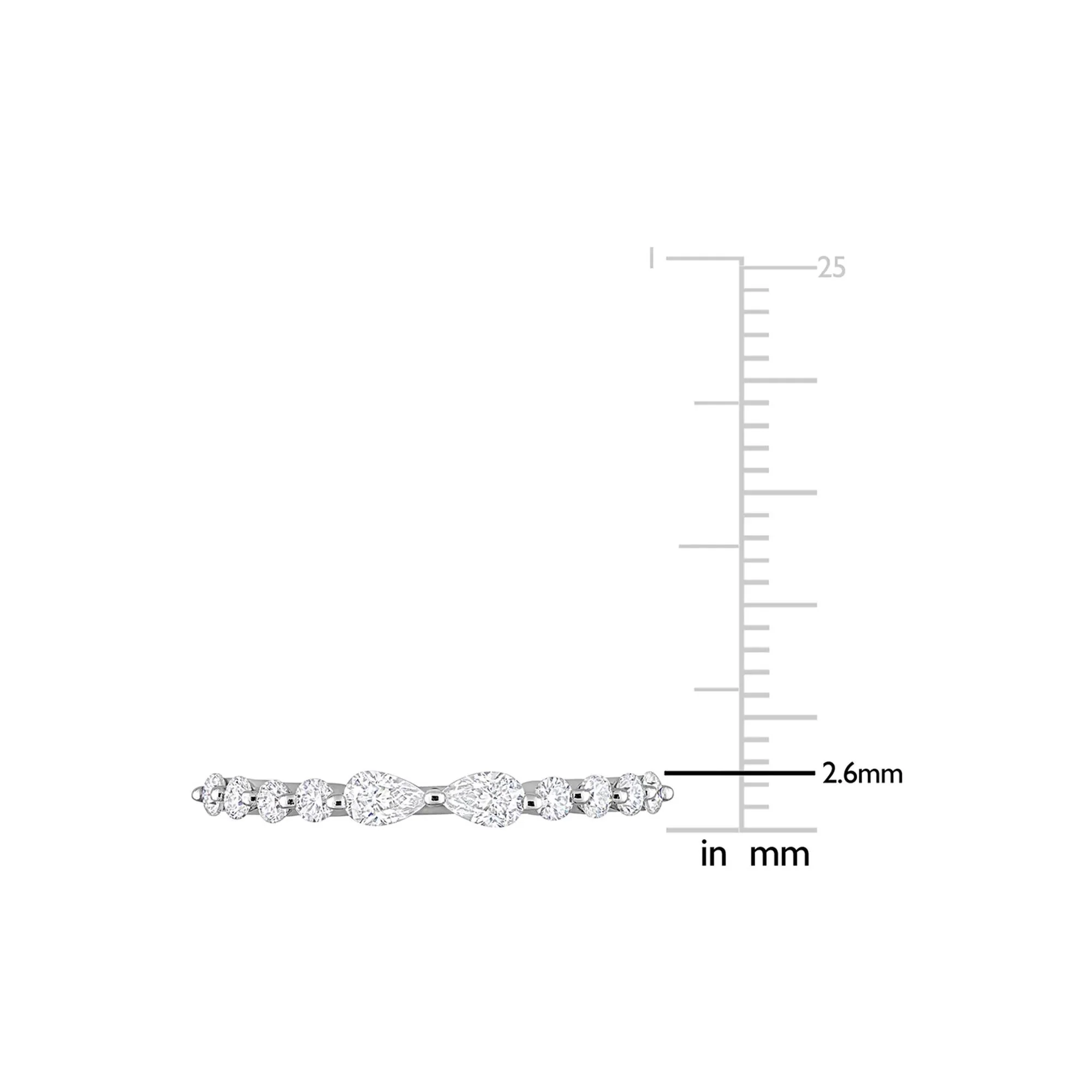 Pear-Shaped Moissanite Stacking Ring .925 Sterling Silver (2/5 CT. Dew) White Size 5 - Image 4