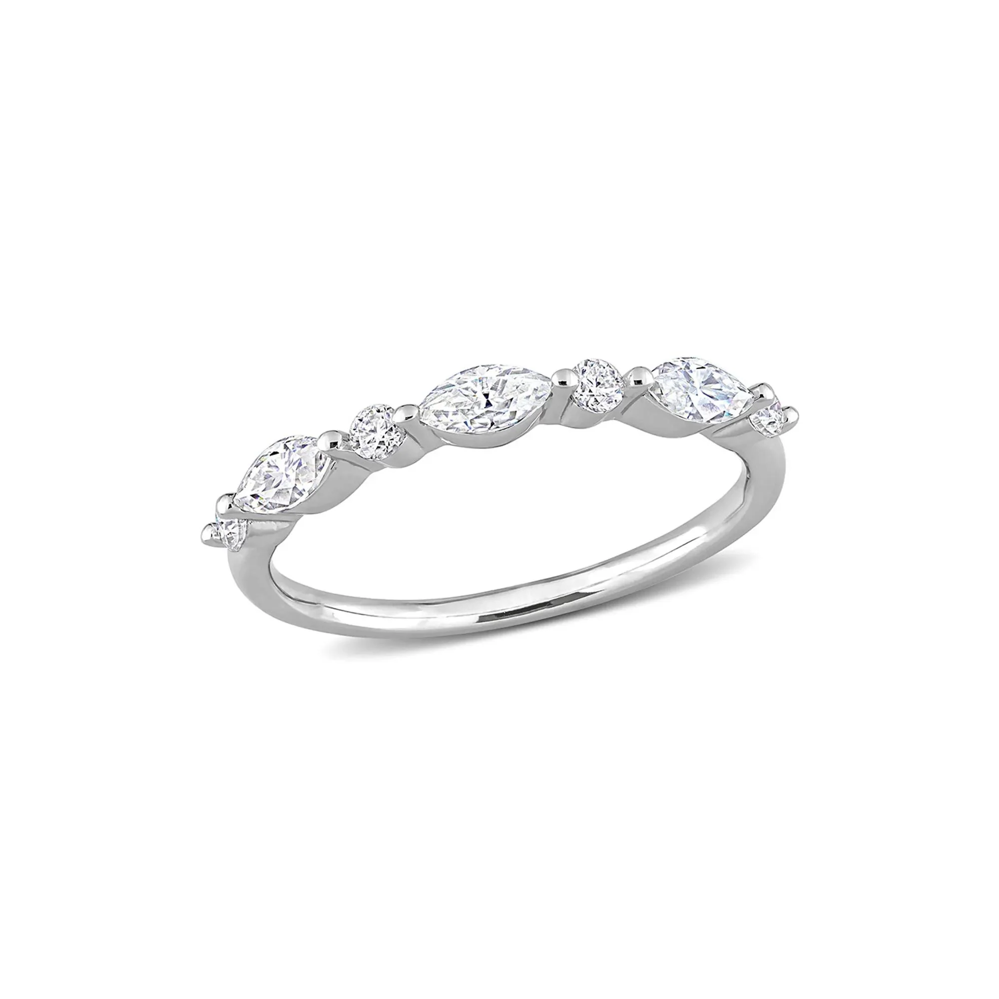 Marquise Moissanite Stacking Ring .925 Sterling Silver (1/2 CT. Dew) White Size 5