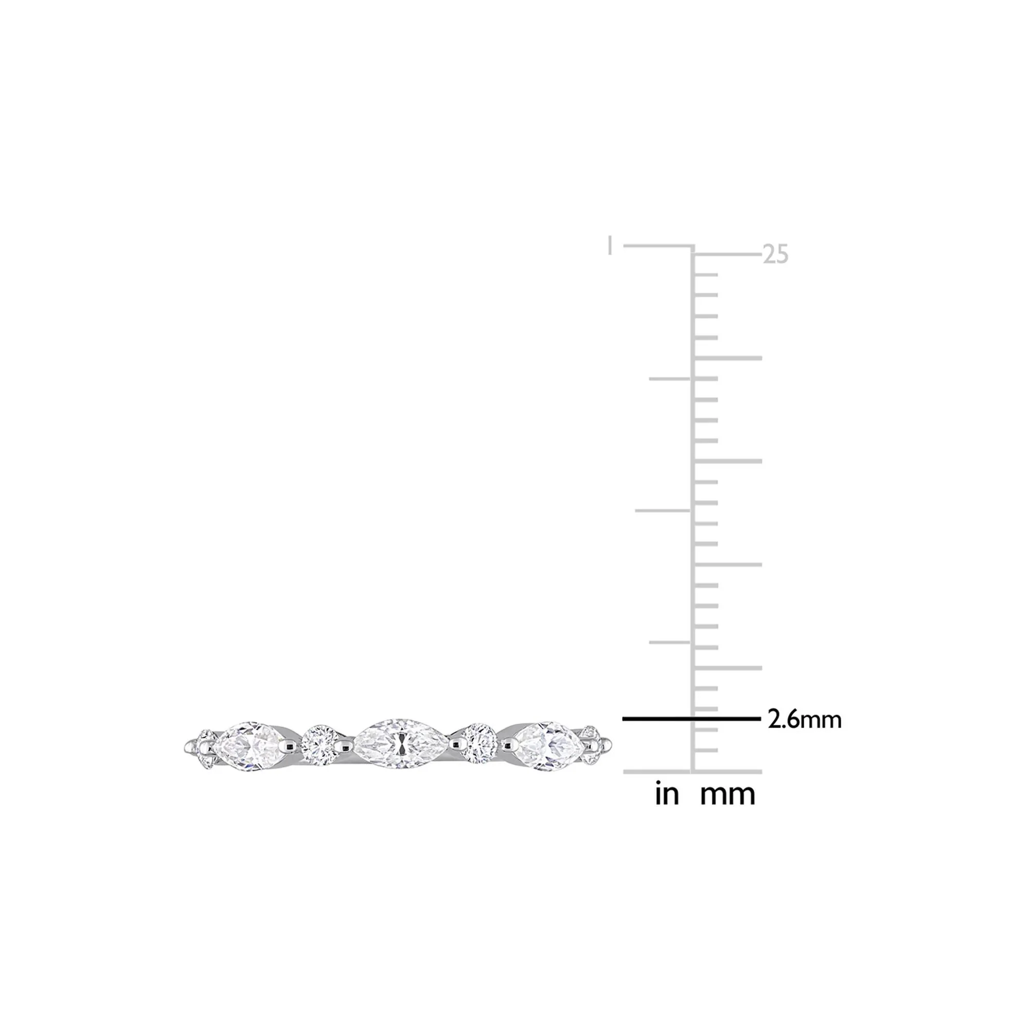 Marquise Moissanite Stacking Ring .925 Sterling Silver (1/2 CT. Dew) White Size 9 - Image 4