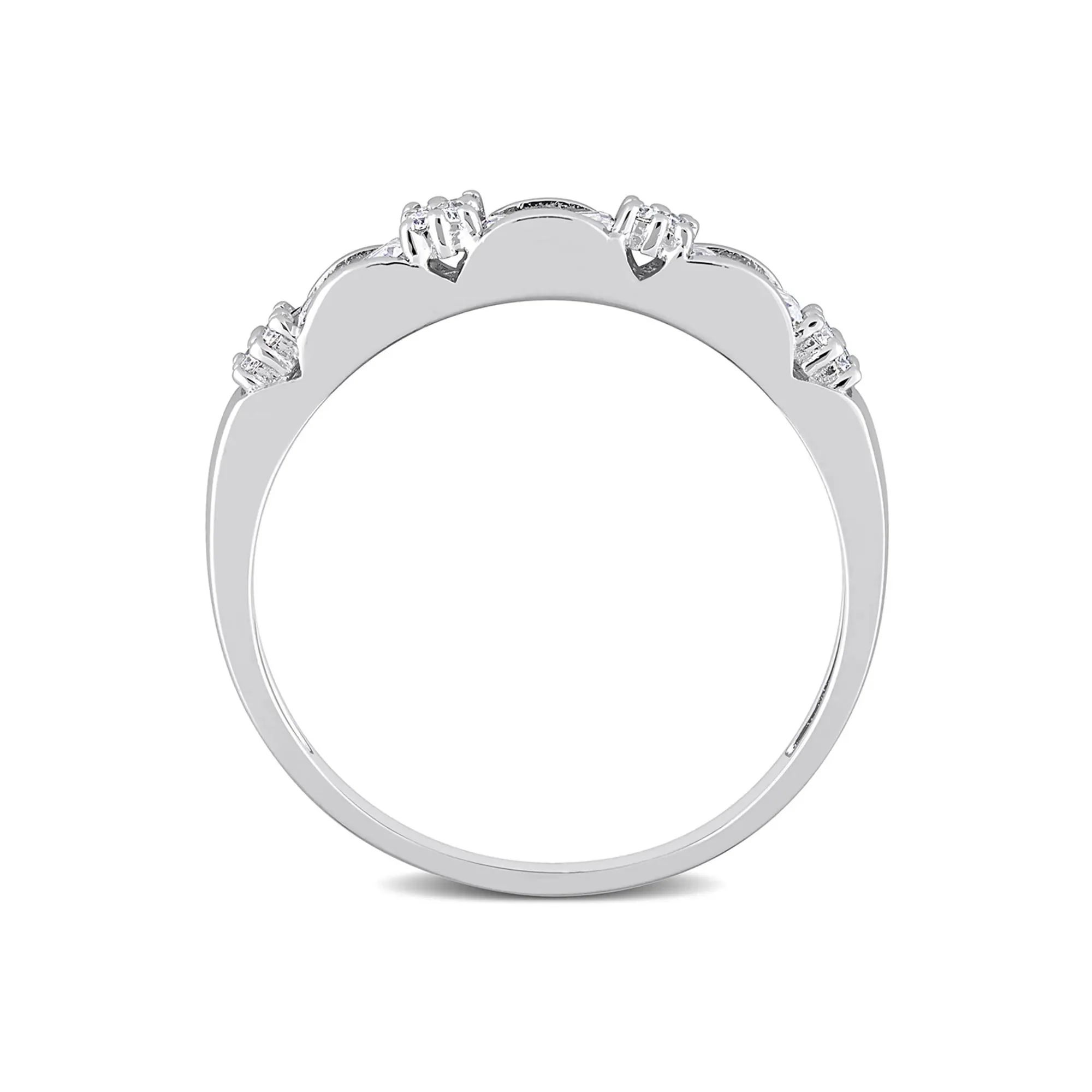 Three-Stone Moissanite Stacking Ring .925 Sterling Silver (2/5 CT. Dew) Round Brilliant Cut White Size 5 - Image 2