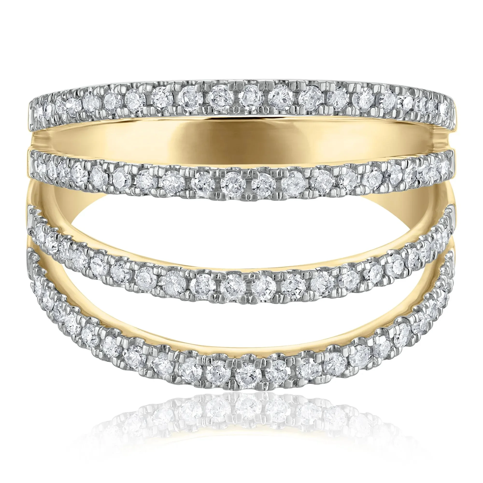 1/2 CT. Tw. Diamond Four-Row Band Ring 10K Yellow Gold Size 7 2.5mm