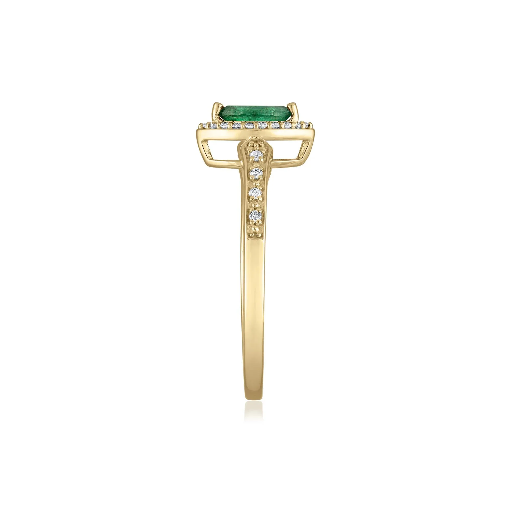 1/10 CT. Tw. Emerald and Diamond Ring 14K Yellow Gold Size 6.5 1.5mm - Image 3