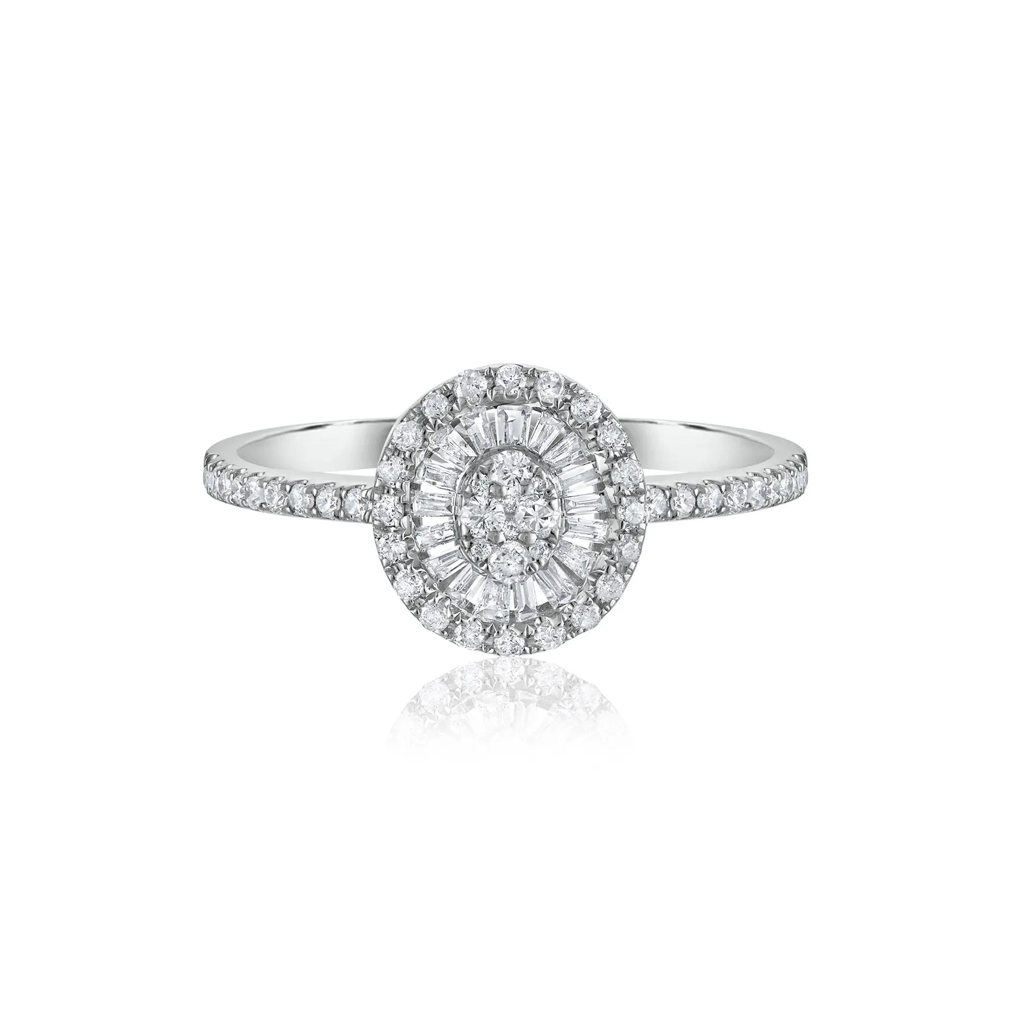 3/8 CT. Tw. Diamond Engagement Ring 14K White Gold Round Brilliant Cut Size 7 1.5mm