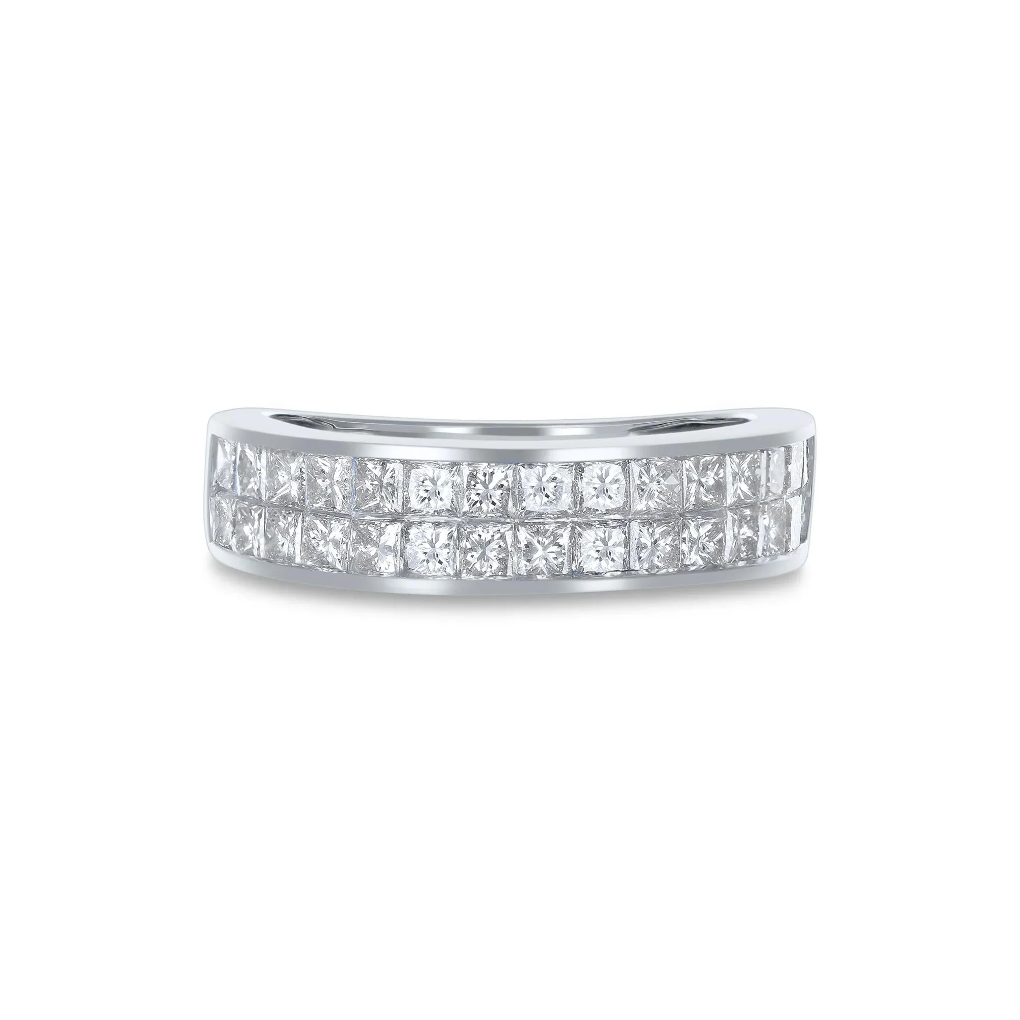 1/2 CT. Tw. Princess-Cut Diamond Double Row Band Ring 10K White Gold Size 8 1.5mm