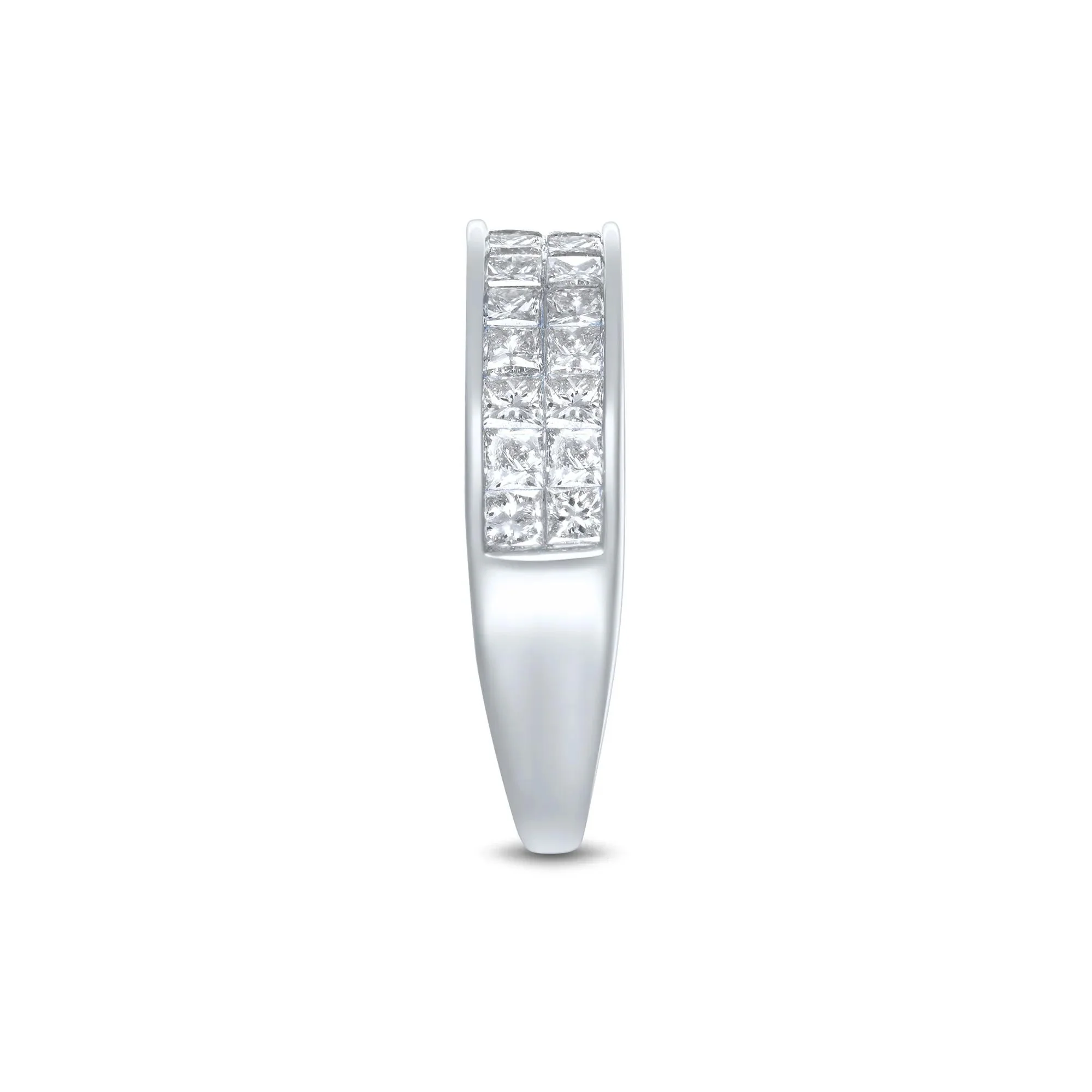 1/2 CT. Tw. Princess-Cut Diamond Double Row Band Ring 10K White Gold Size 8 1.5mm - Image 3