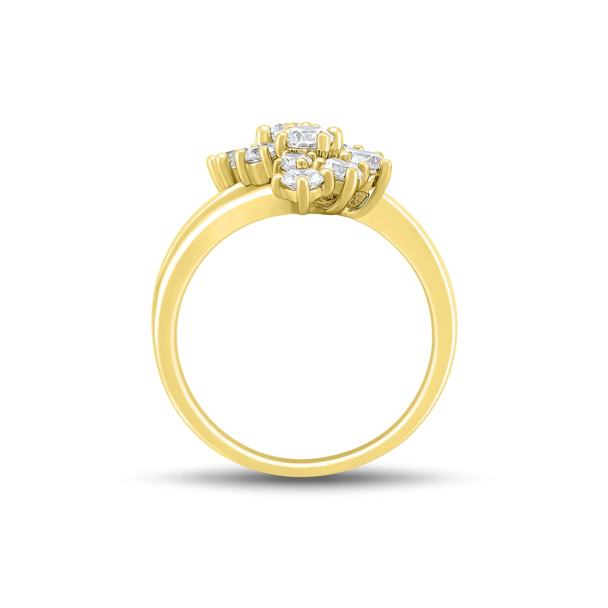 1/2 CT. Tw. Lab Grown Diamond Journey Cluster Ring 10K Yellow Gold Round Brilliant Cut Size 7.5 1mm - Image 2