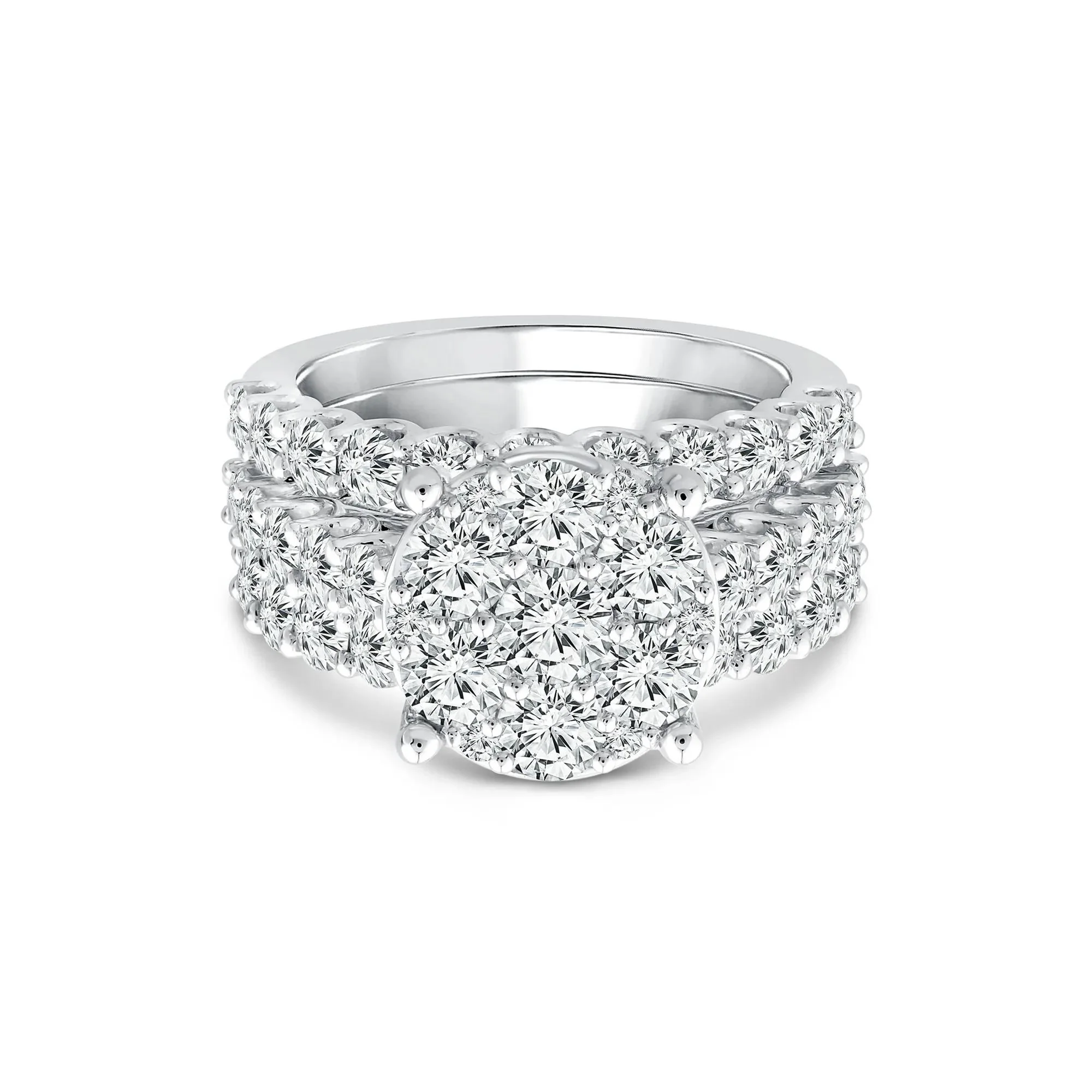 4 CT. Tw. Diamond Composite Center Bridal Set 10K White Gold Ring Round Brilliant Cut Size 7