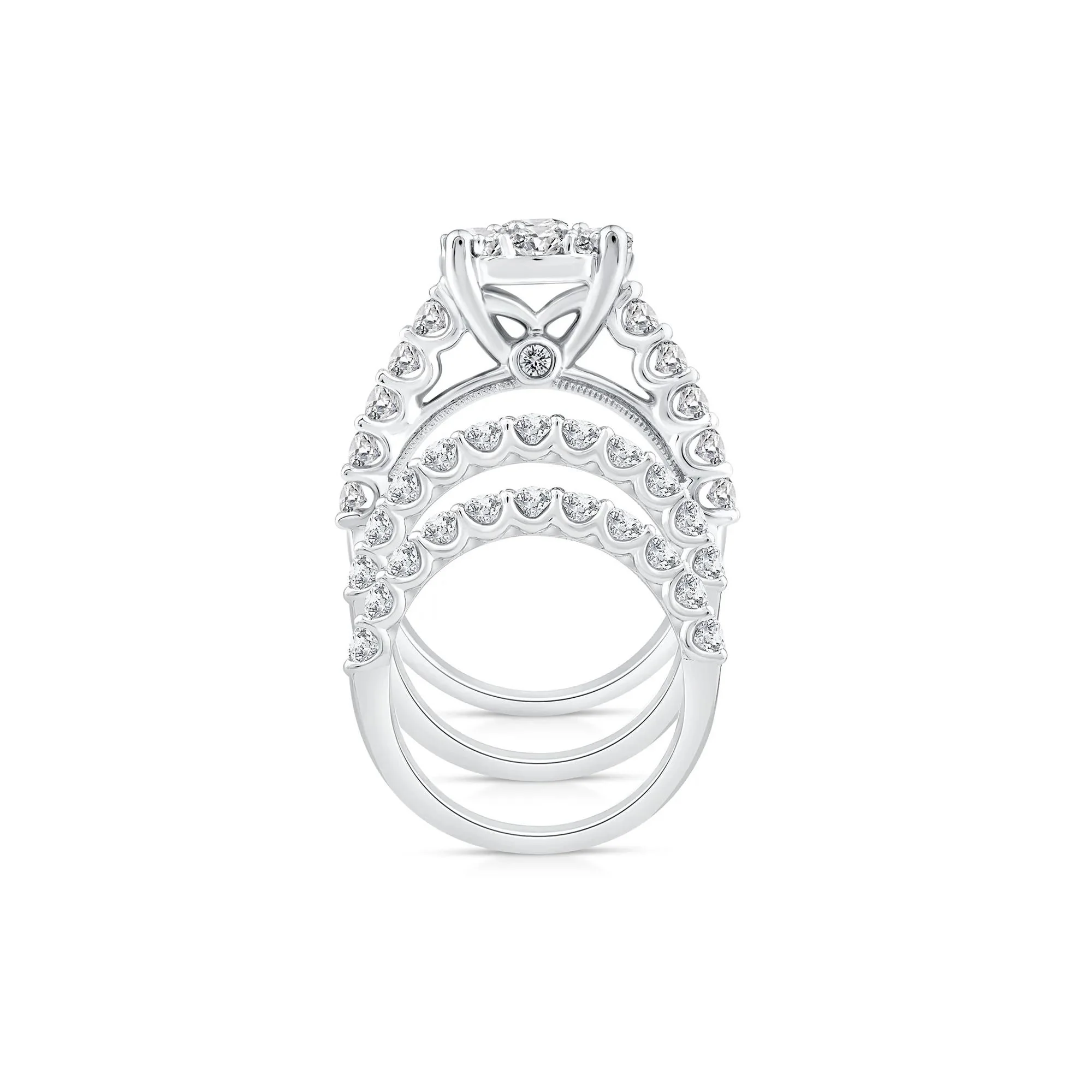 4 CT. Tw. Diamond Composite Center Bridal Set 10K White Gold Ring Round Brilliant Cut Size 7 - Image 2