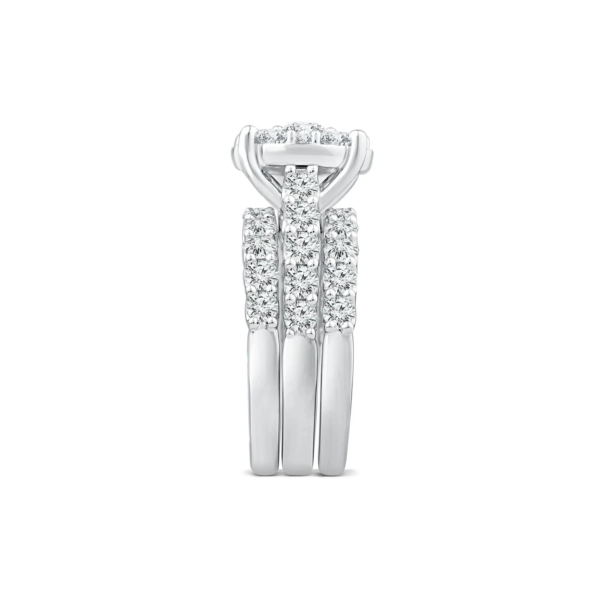 4 CT. Tw. Diamond Composite Center Bridal Set 10K White Gold Ring Round Brilliant Cut Size 8.5 - Image 3