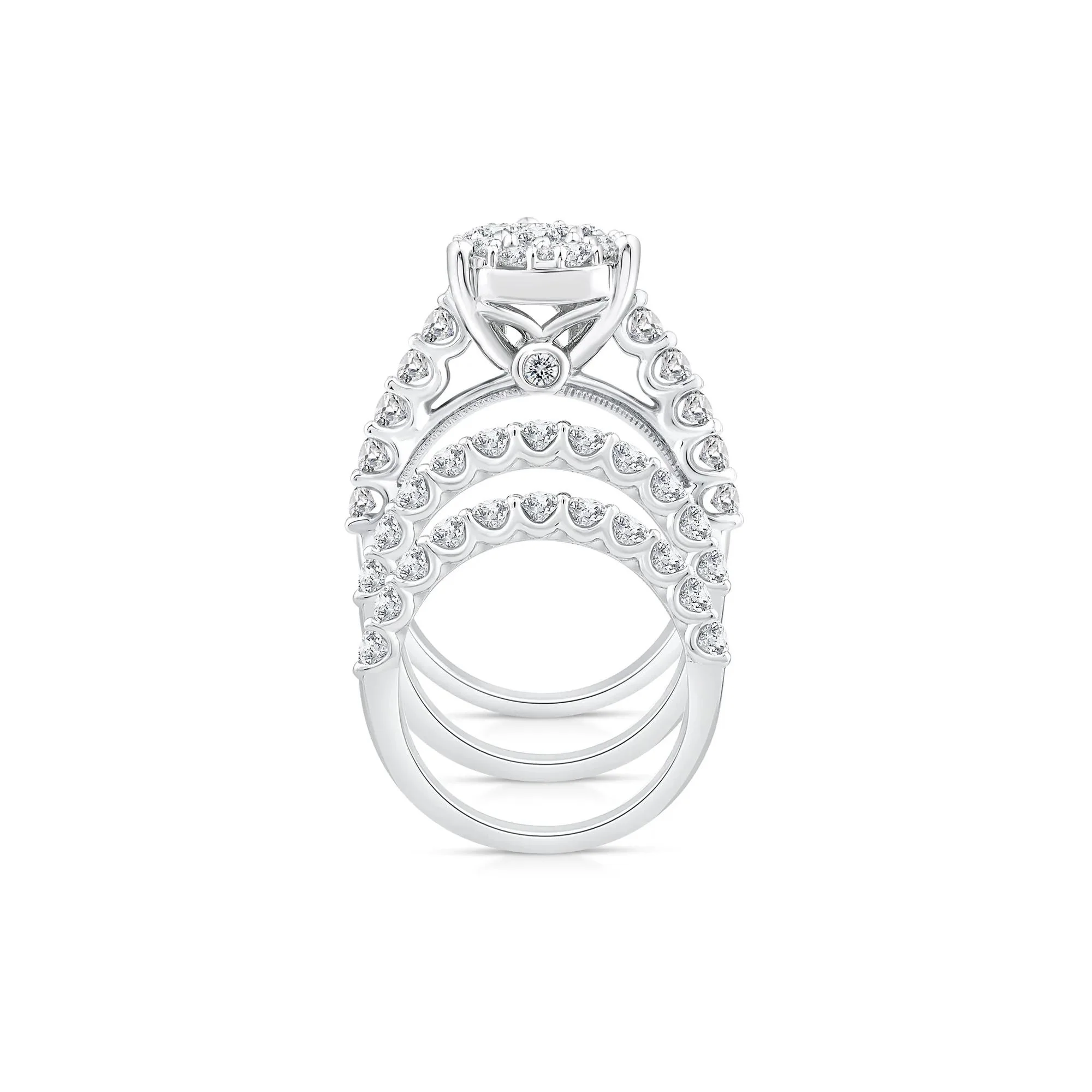 4 CT. Tw. Pear-Shaped Composite Center Diamond Bridal Set 10K White Gold Ring Round Brilliant Cut Size 6.5 - Image 2