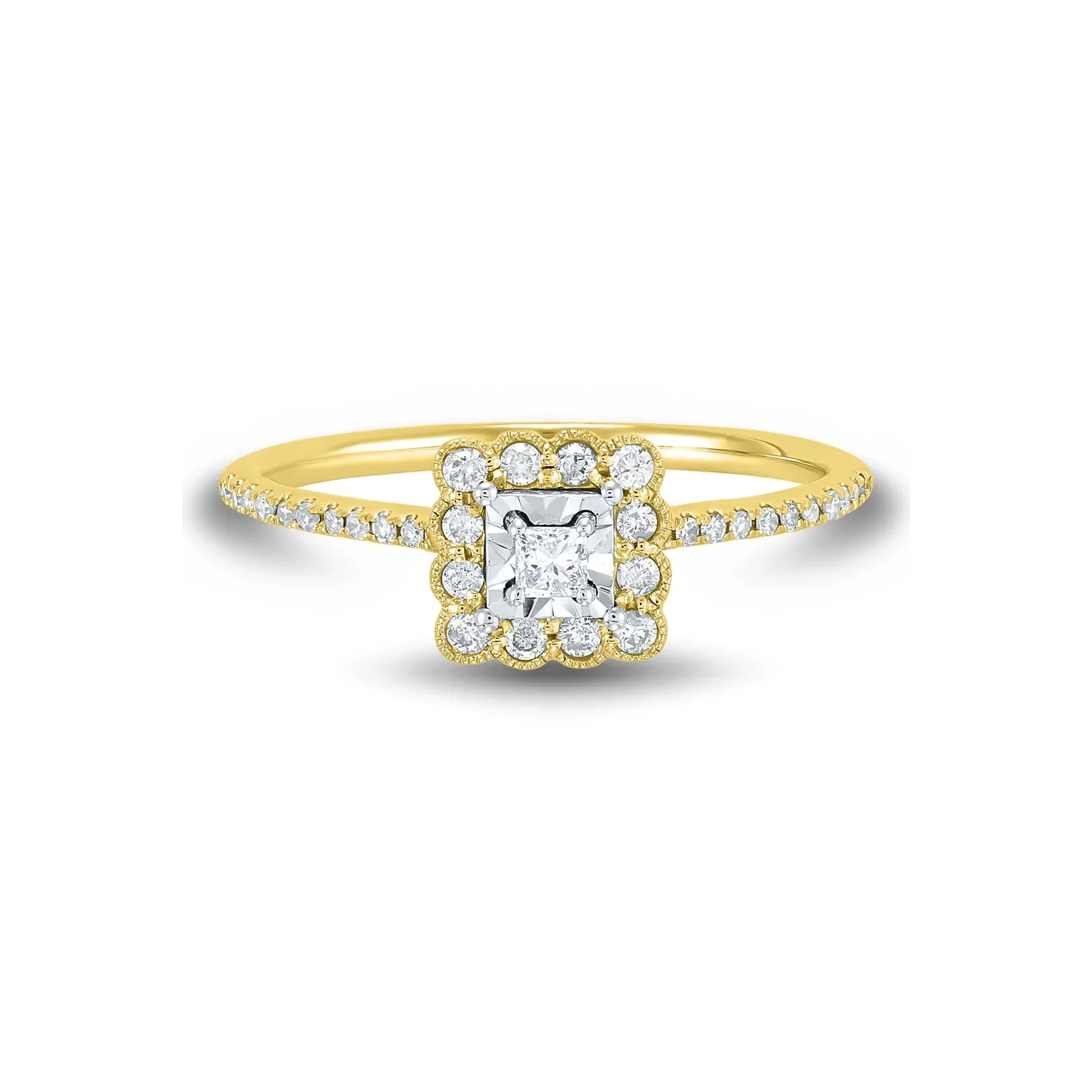 1/4 CT. Tw. Diamond Promise Ring 10K Yellow Gold Round Brilliant Cut Size 6.5 1mm