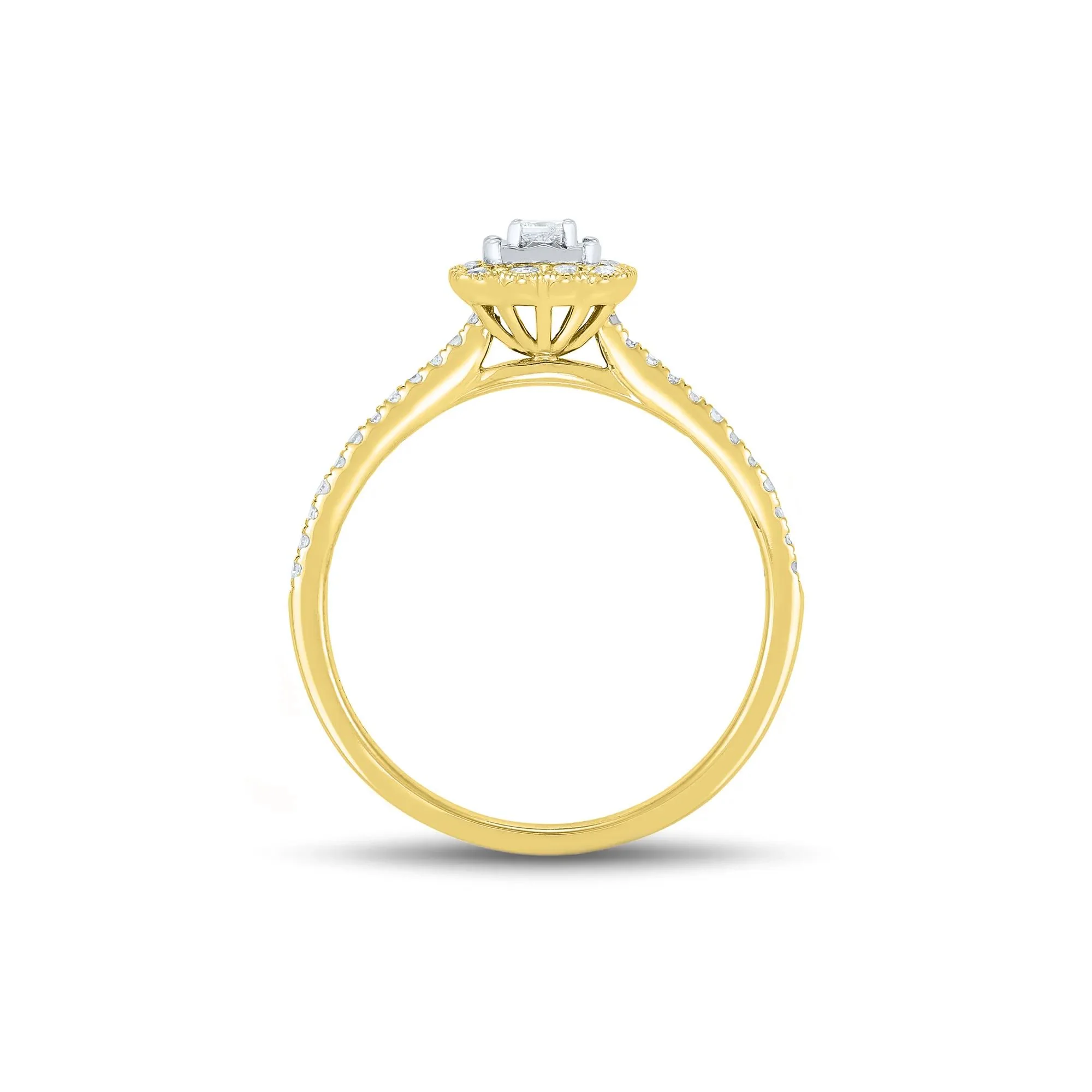 1/4 CT. Tw. Diamond Promise Ring 10K Yellow Gold Round Brilliant Cut Size 8.5 1mm - Image 2