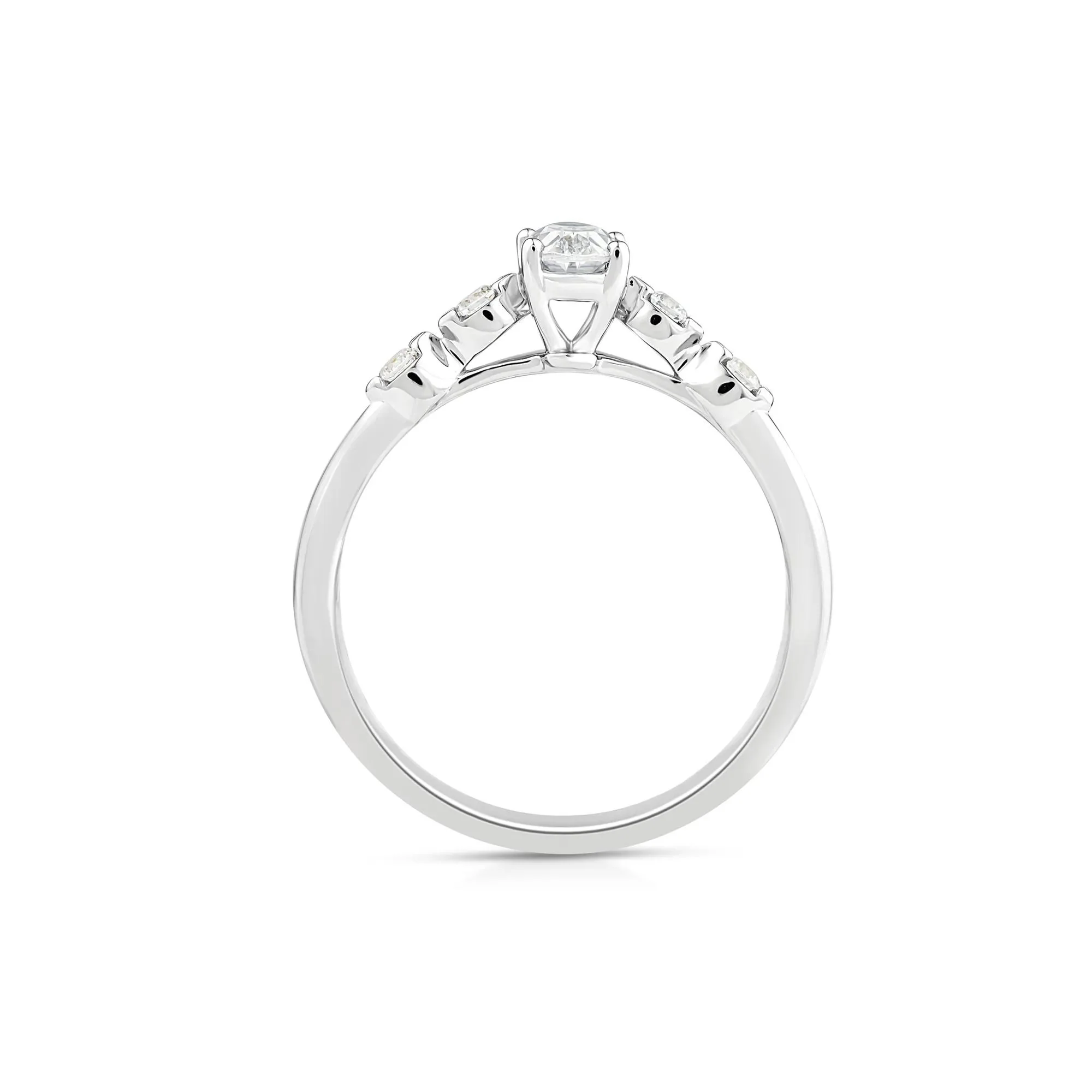 1/2 CT. Tw. Lab Grown Diamond Oval Promise Ring 10K White Gold Round Brilliant Cut Size 6 - Image 2