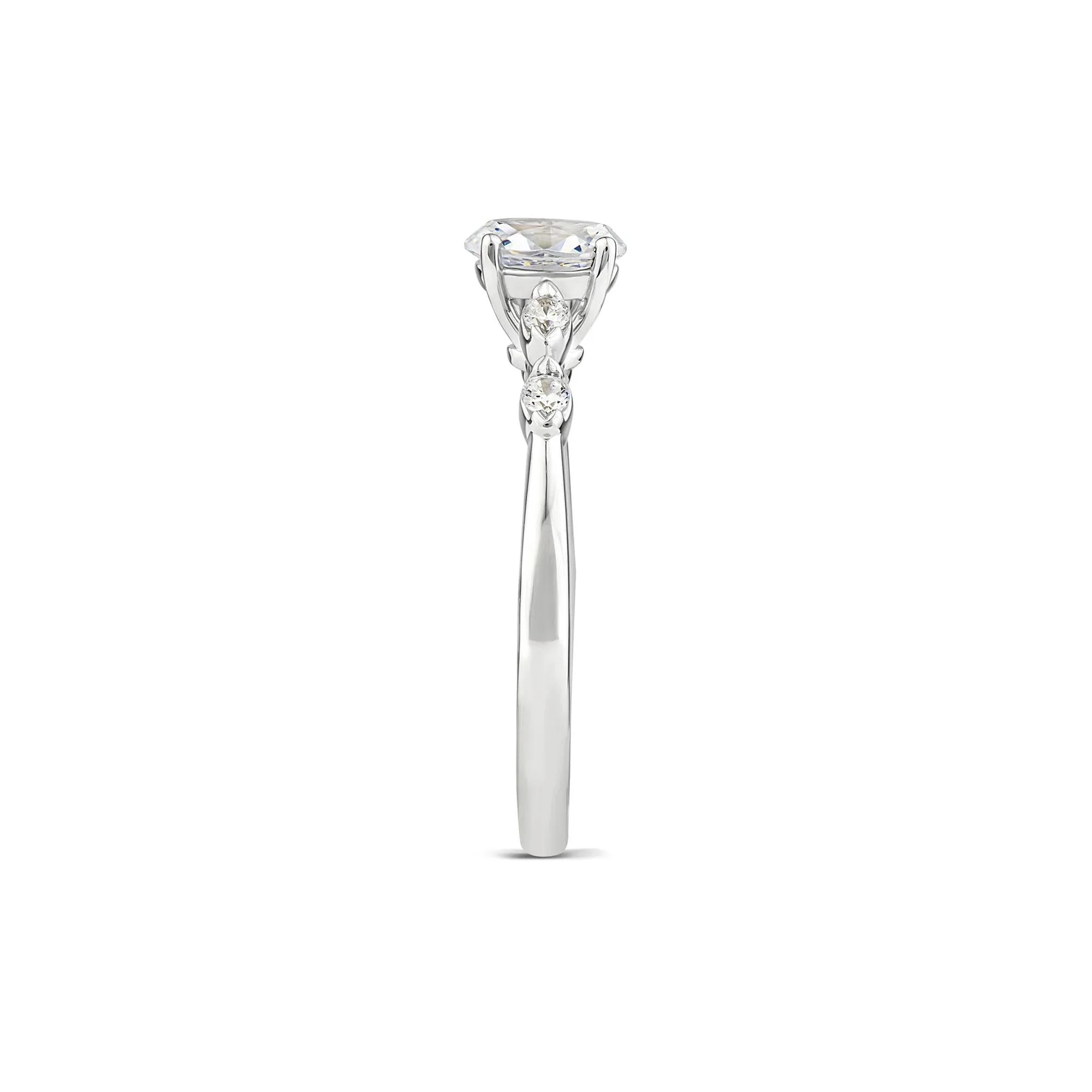 1/2 CT. Tw. Lab Grown Diamond Oval Promise Ring 10K White Gold Round Brilliant Cut Size 9 - Image 3