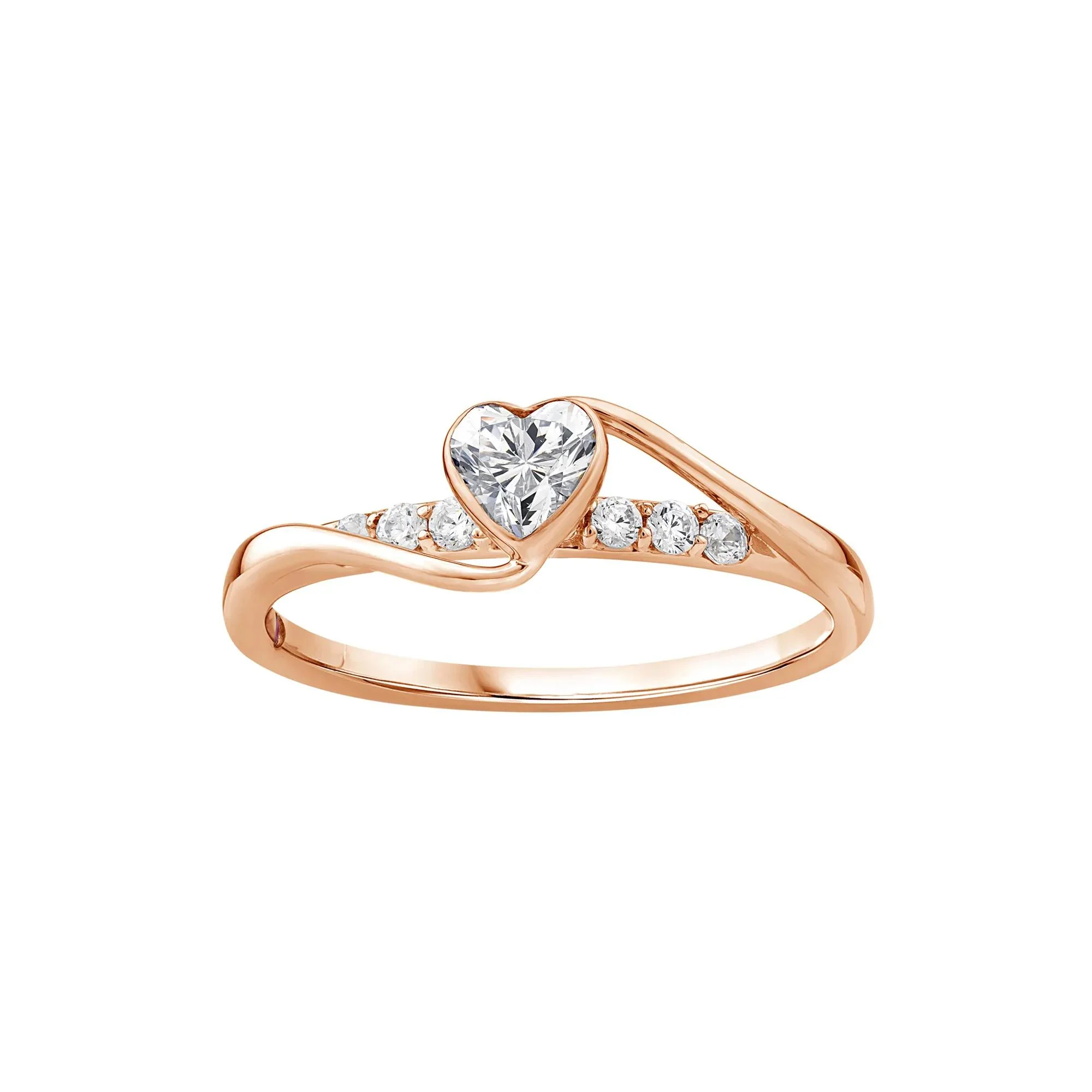 3/8 CT. Tw. Lab Grown Diamond Heart Ring 10K Rose Gold Size 7