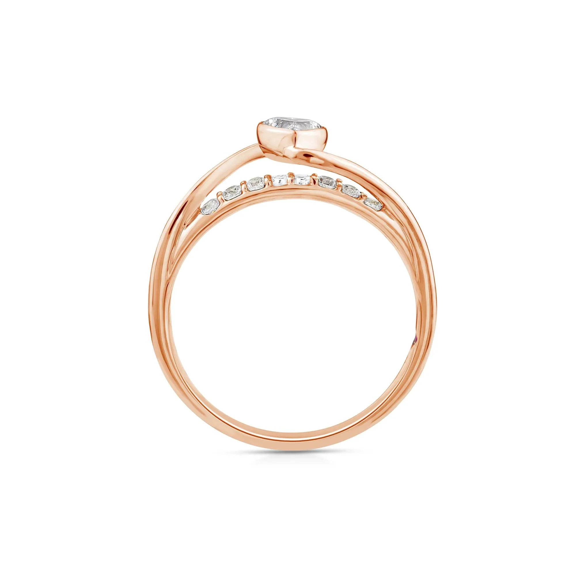 3/8 CT. Tw. Lab Grown Diamond Heart Ring 10K Rose Gold Size 9 - Image 2