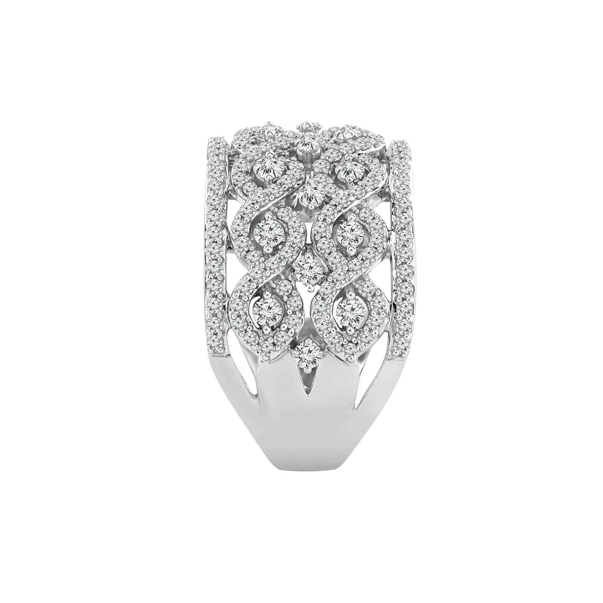 1/2 CT. Tw. Diamond Multi-Row Band Ring 14K White Gold Round Brilliant Cut Size 6.5 3.5mm - Image 3