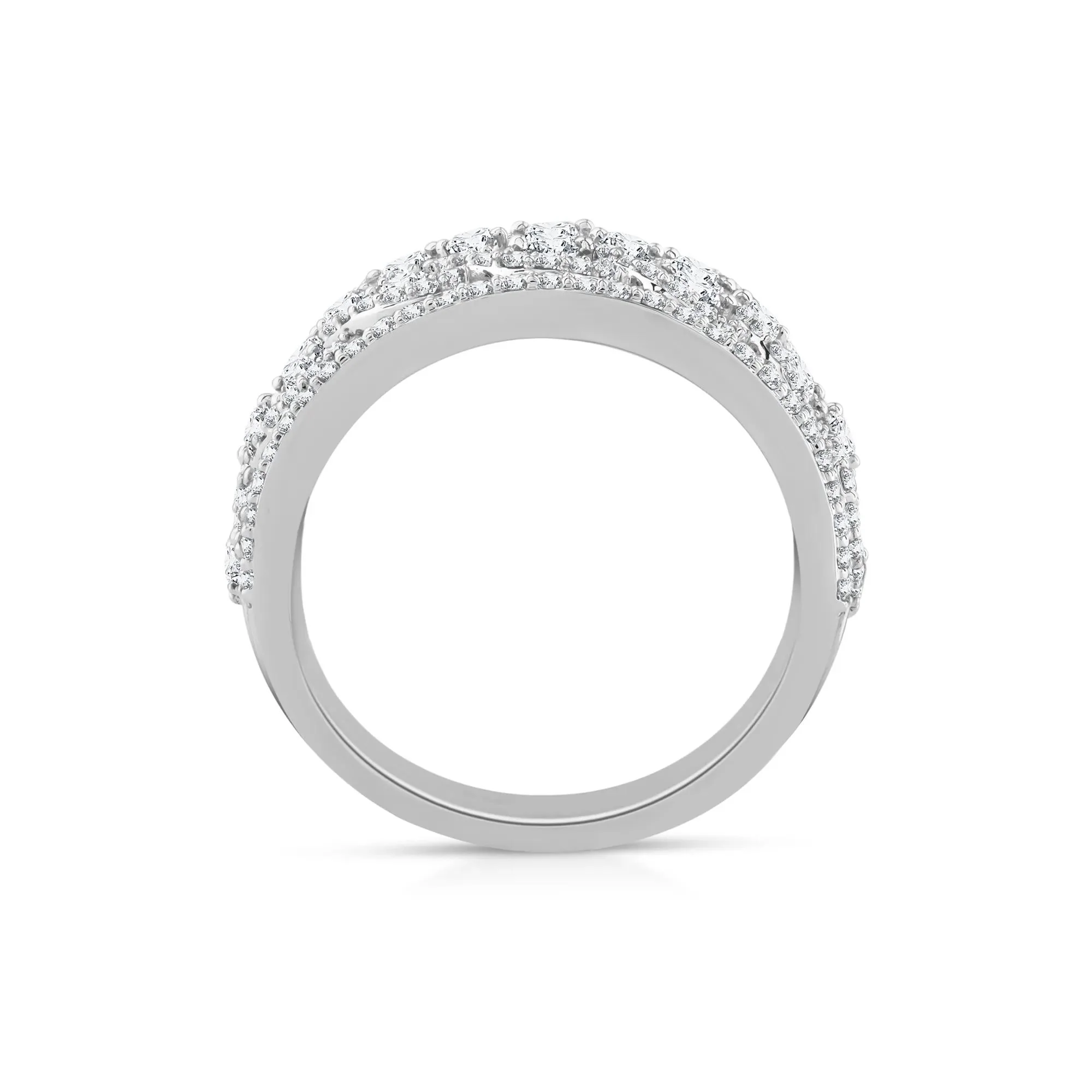 1/2 CT. Tw. Diamond Multi-Row Band Ring 14K White Gold Round Brilliant Cut Size 8 3.5mm - Image 2