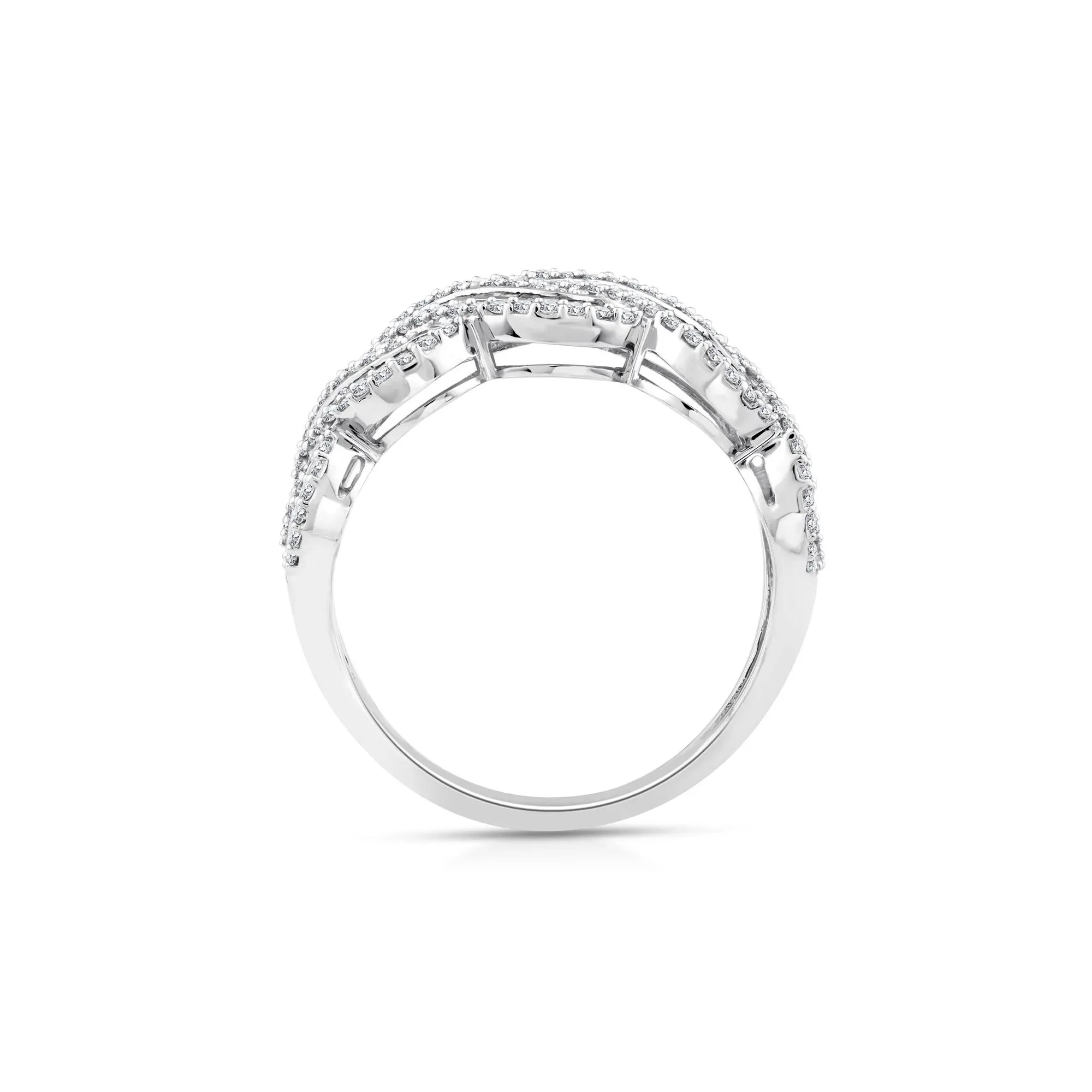 1 CT. Tw. Diamond Woven Band Ring 10K White Gold Size 6 3.5mm - Image 2