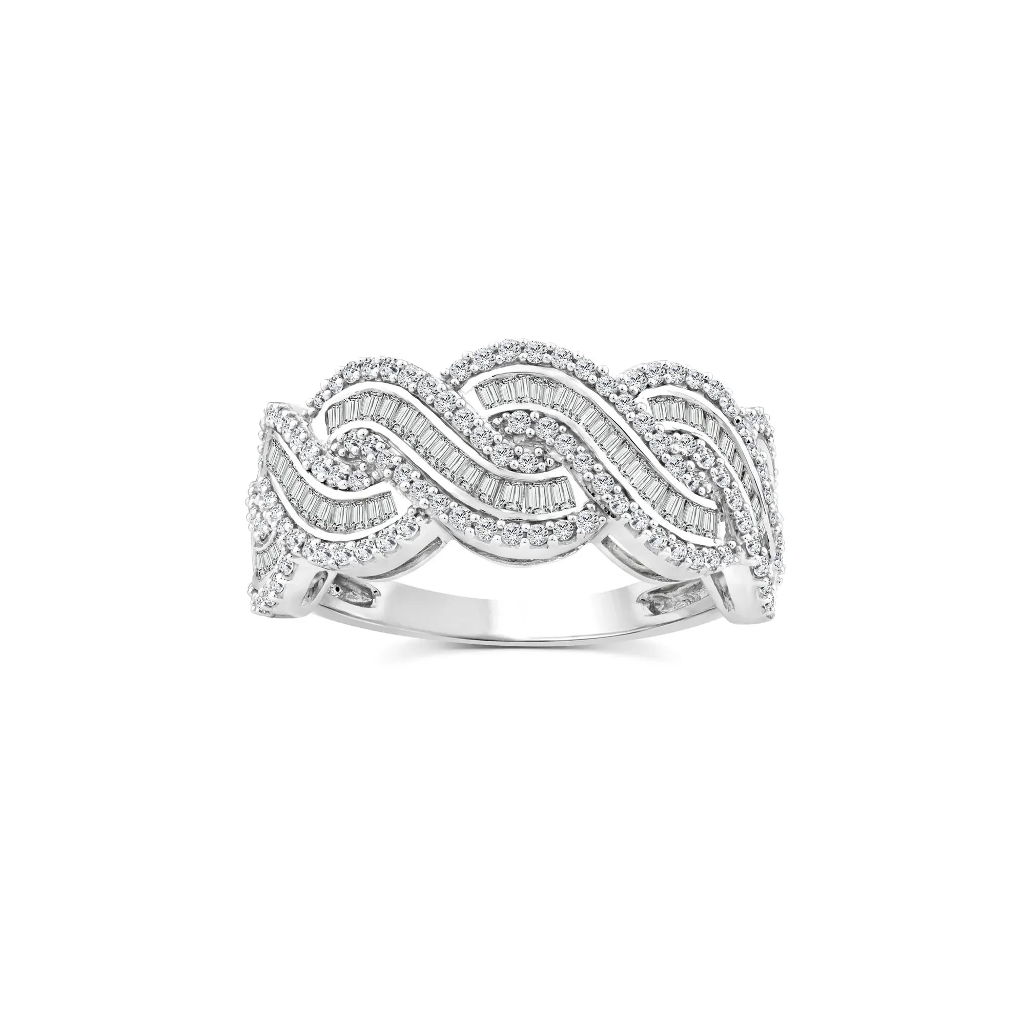 1 CT. Tw. Diamond Woven Band Ring 10K White Gold Size 6.5 3.5mm