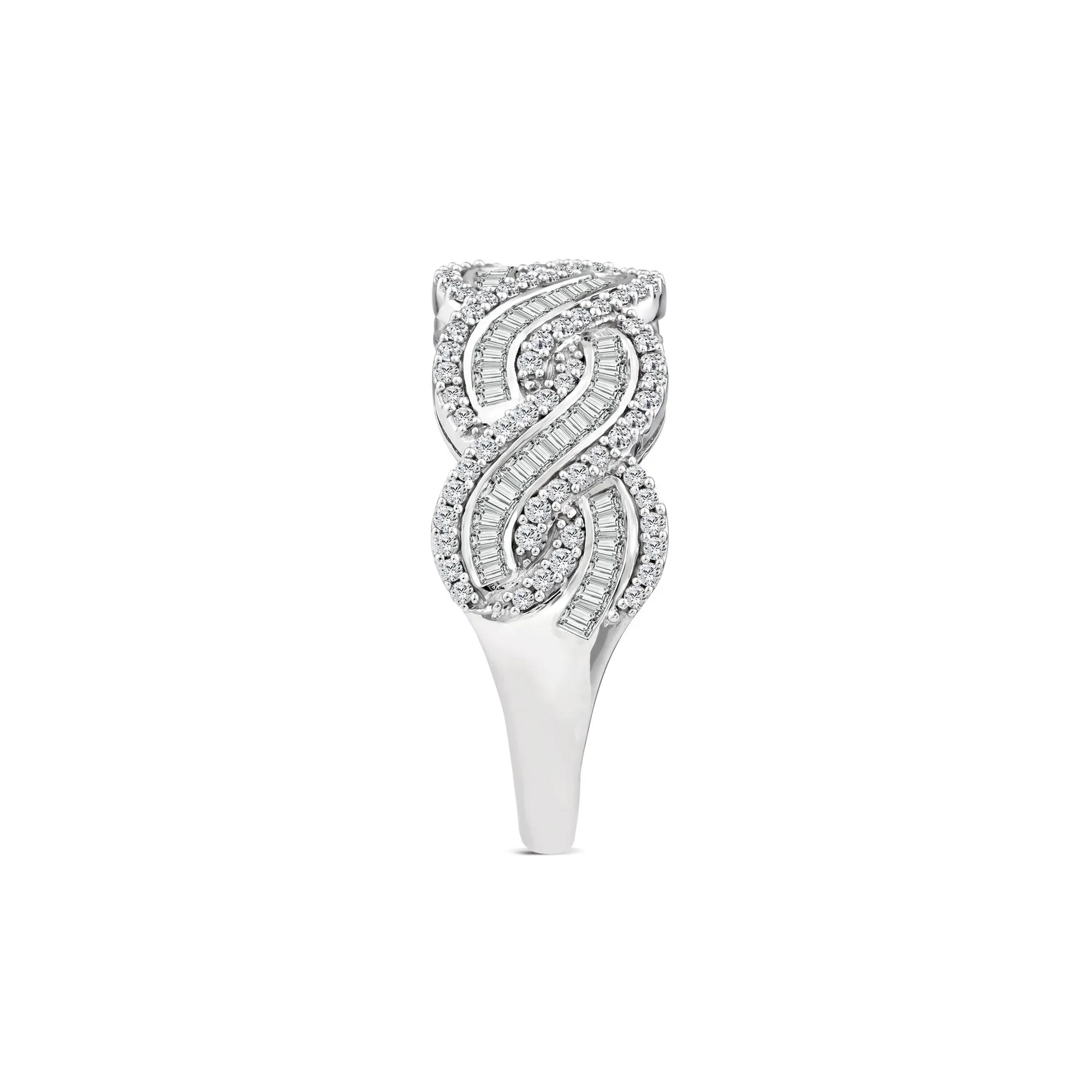 1 CT. Tw. Diamond Woven Band Ring 10K White Gold Size 7.5 3.5mm - Image 3