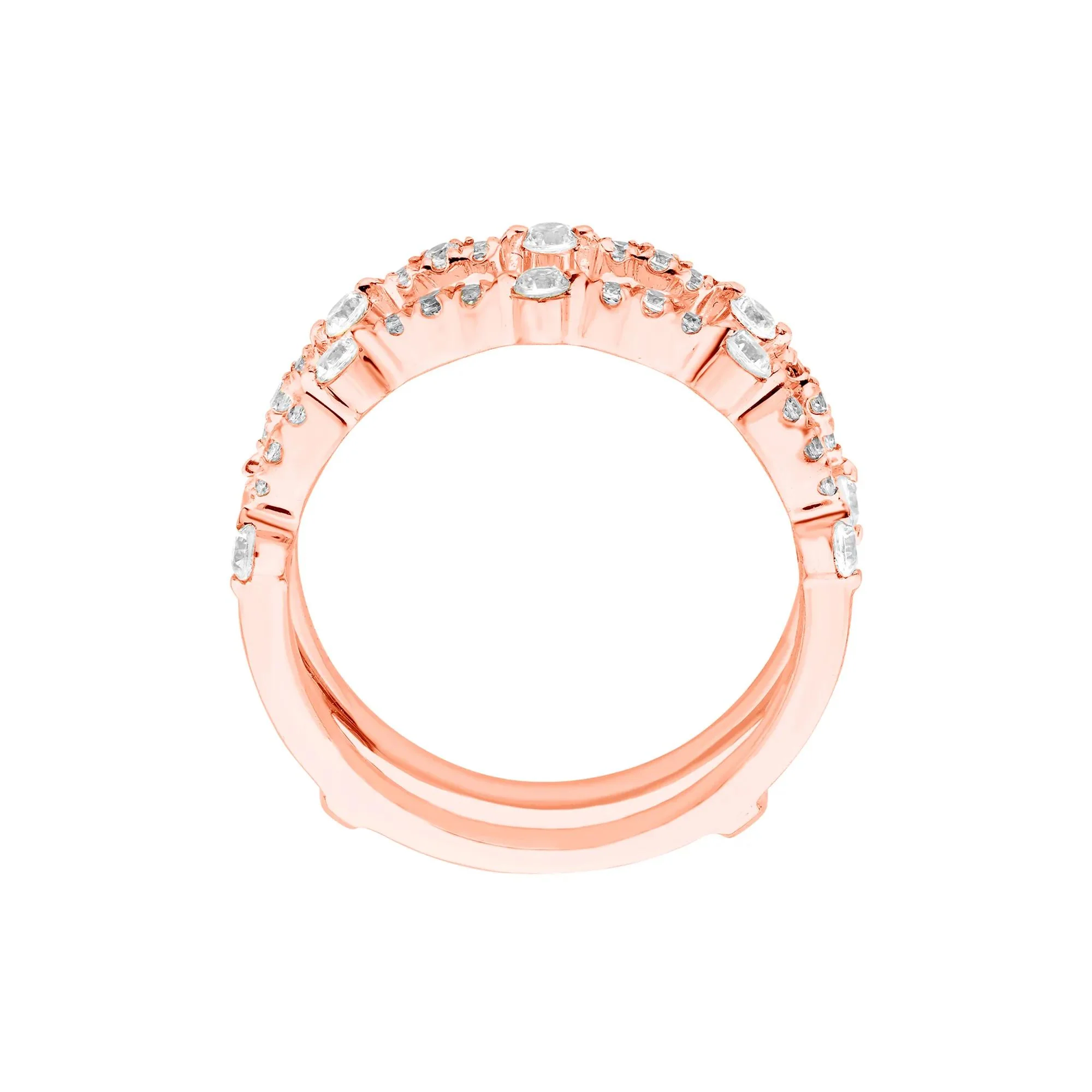 1/2 CT. Tw. Diamond Ring Insert 10K Rose Gold Round Brilliant Cut Size 7 - Image 2