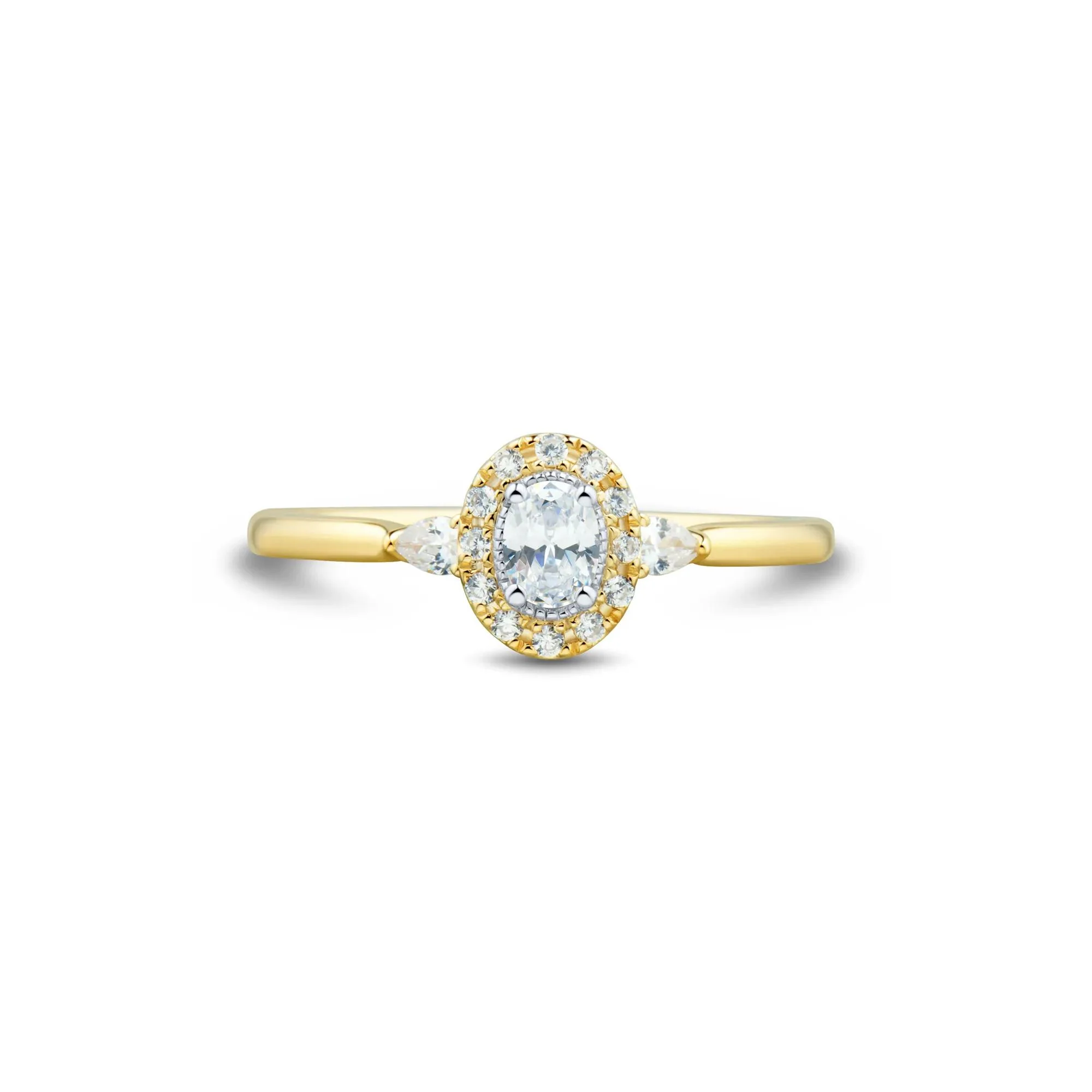 1/3 CT. Tw. Oval Lab Grown Diamond Ring 10K Yellow Gold Size 8.5 1mm