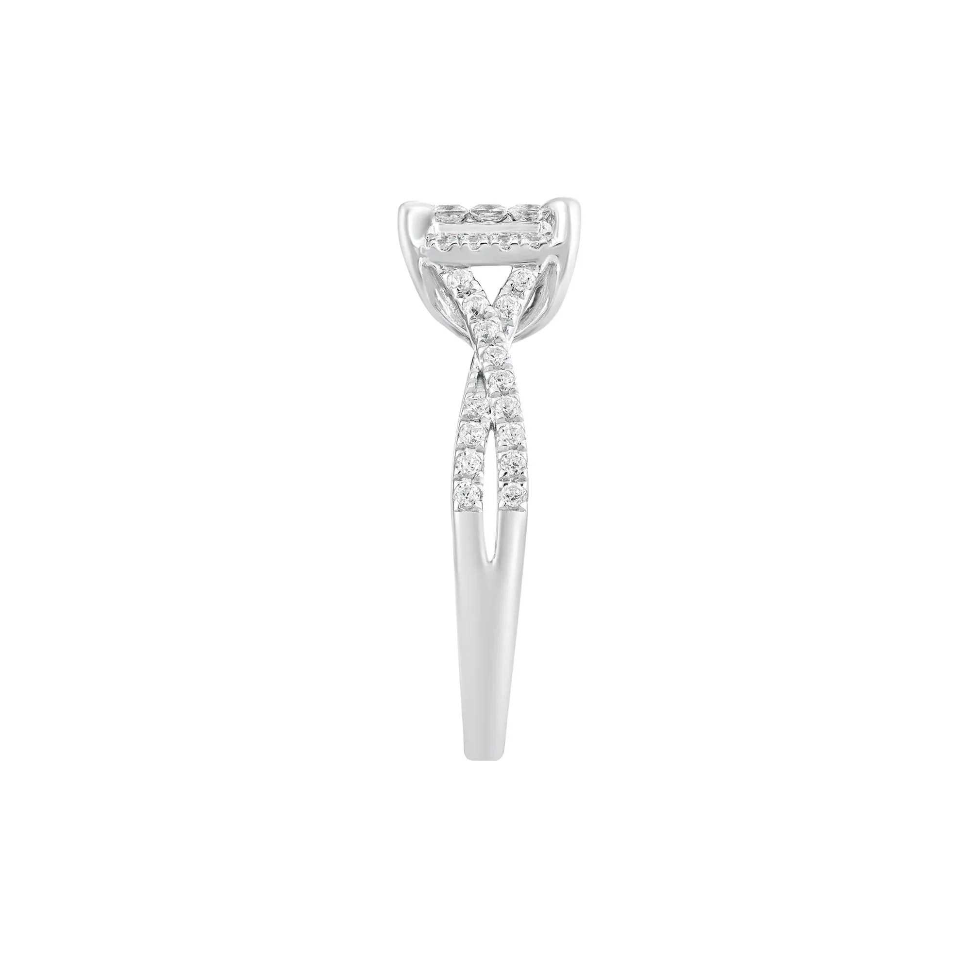 5/8 CT. Tw. Diamond Composite Engagement Ring 10K White Gold Round Brilliant Cut Size 6 - Image 3